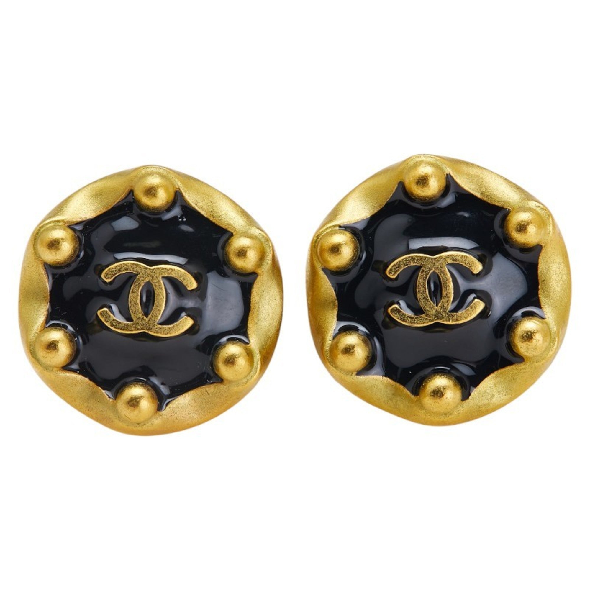 CC Logo Clip-On Earrings Gold-Tone Metal Gold-Tone Metal