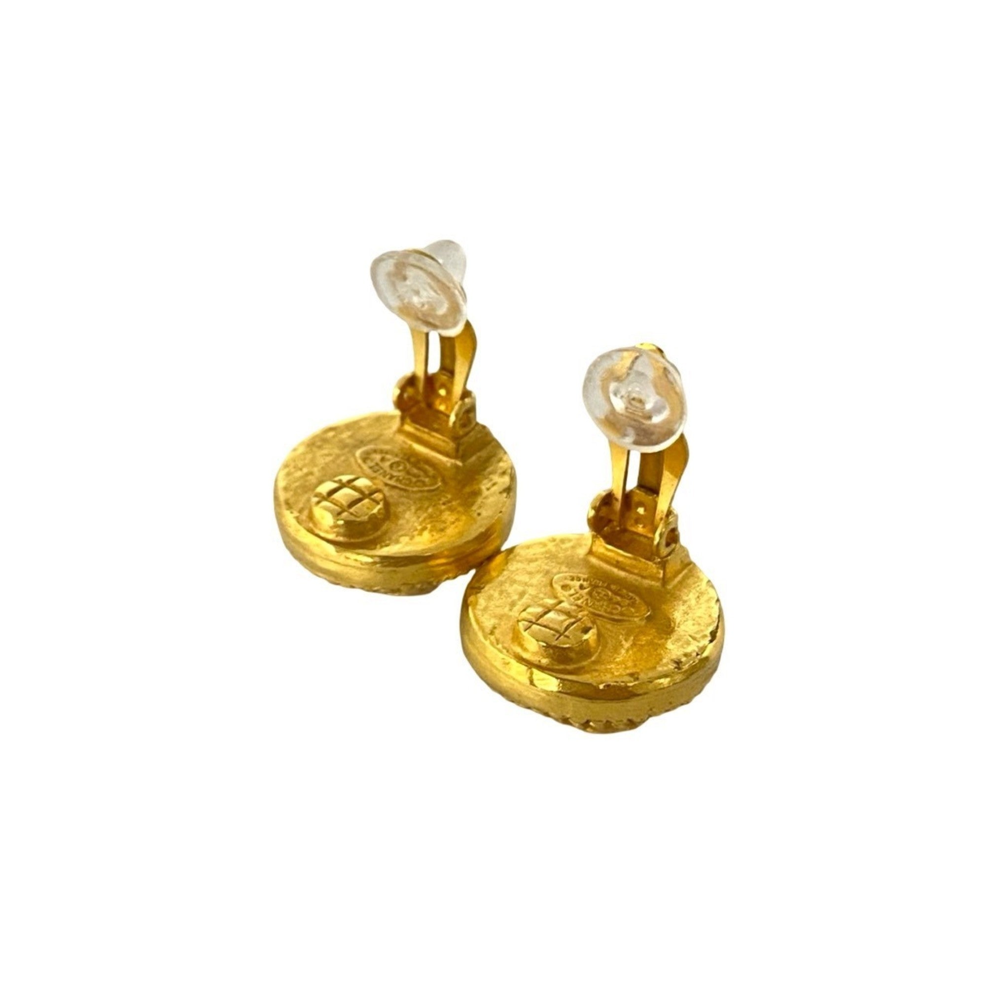 CC Logo Clip-On Earrings Metal Gold-Tone Metal