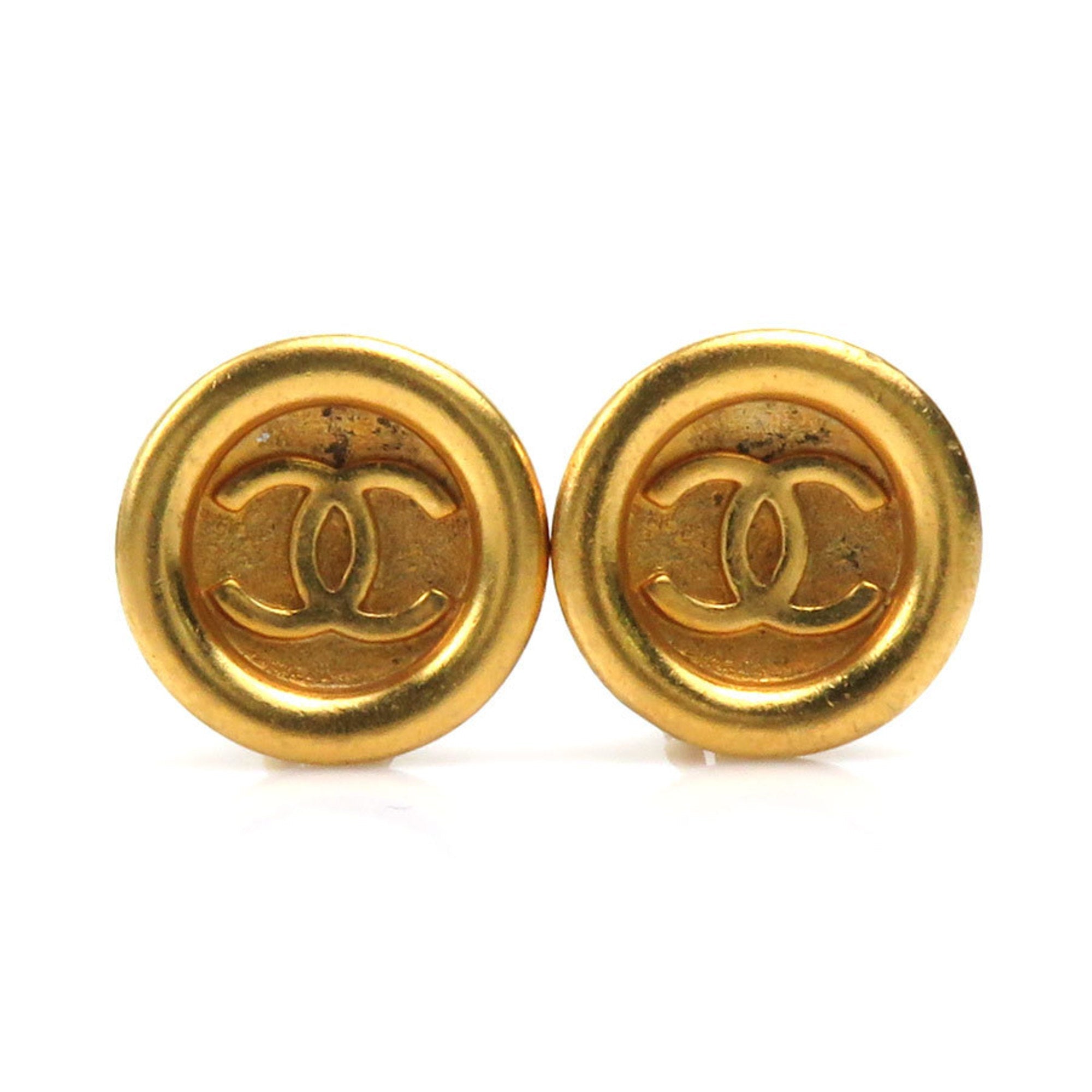 CC Logo Clip-On Earrings Gold-Tone Metal Gold-Tone Metal
