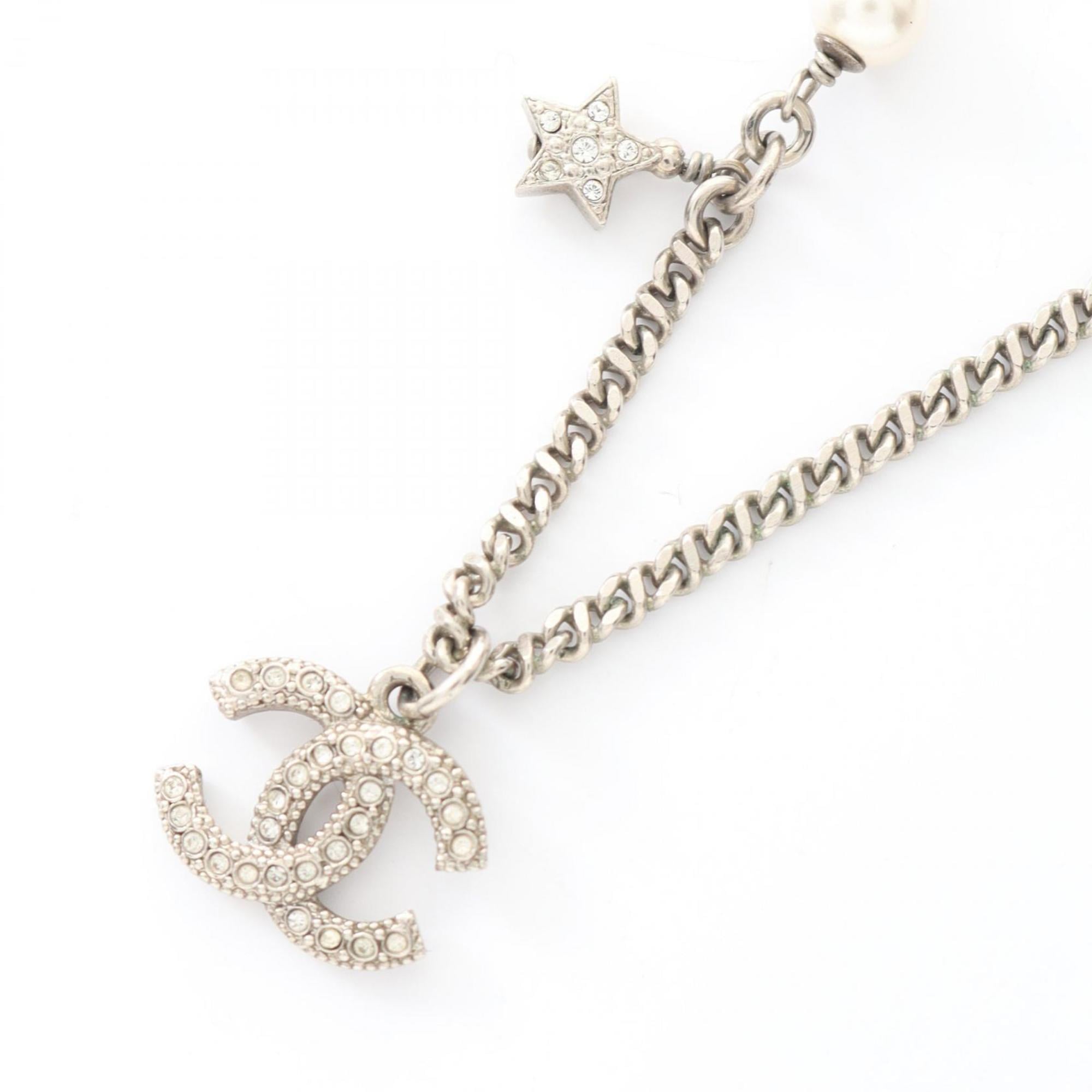 Pendant Necklace Stainless Steel and Artificial Pearl and Rhinestone