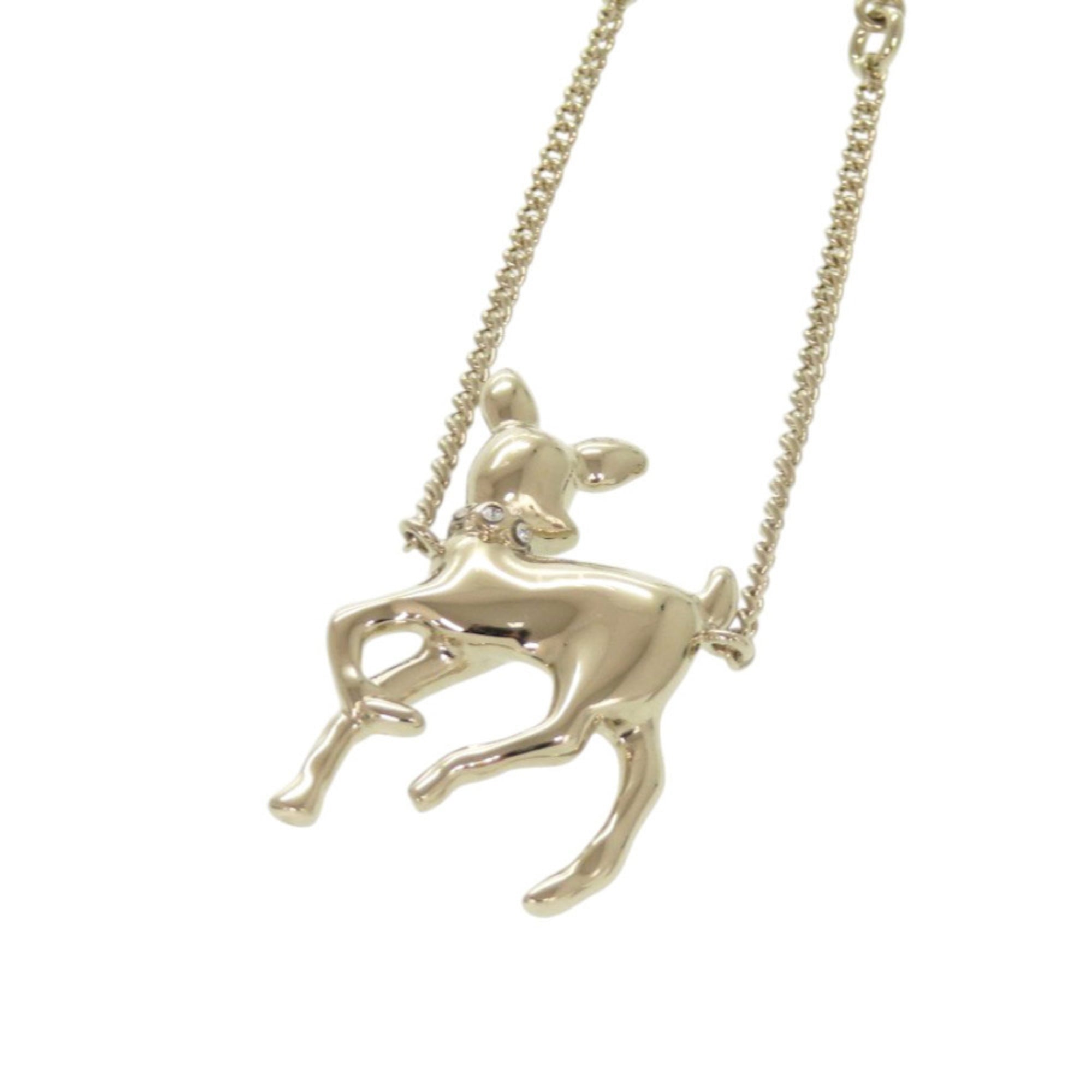 Pendant Necklace Metal and Rhinestone