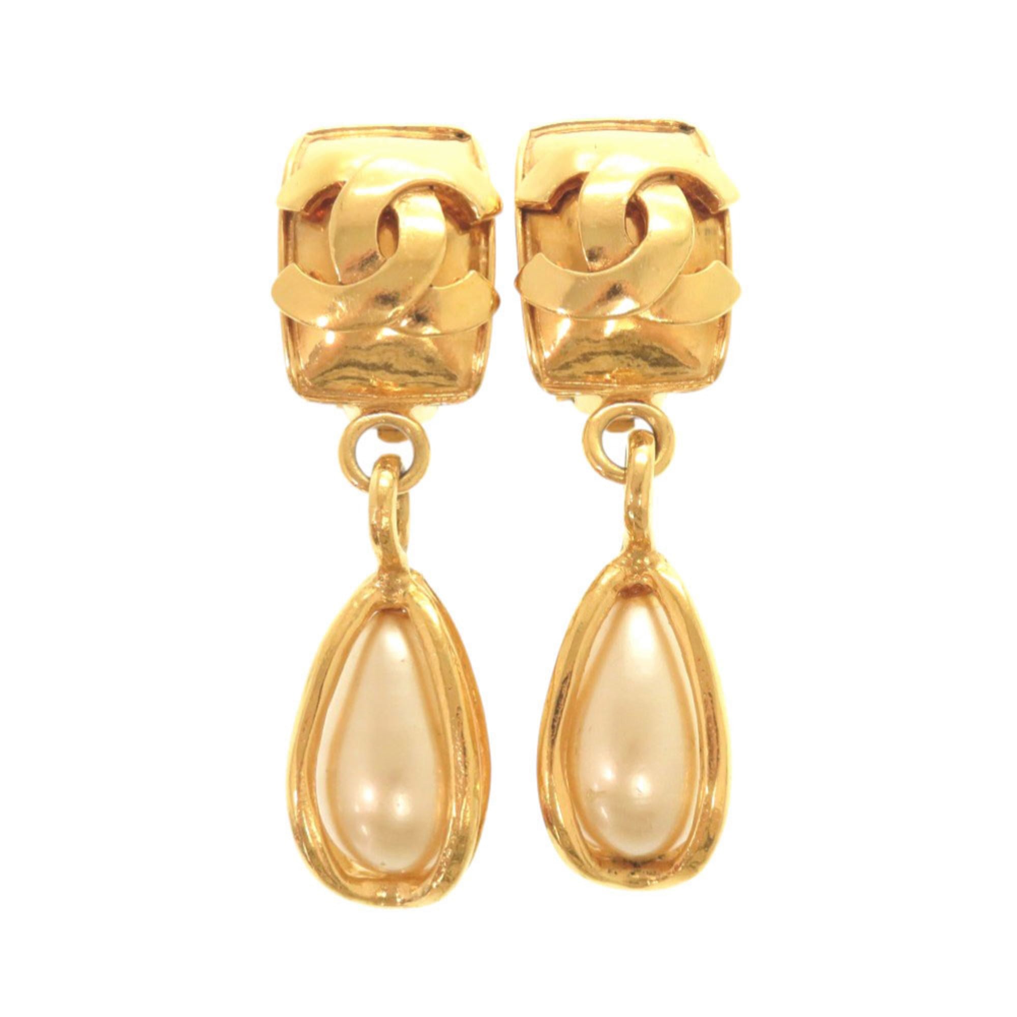 CC Logo Clip-On Earrings Gold-Tone Metal