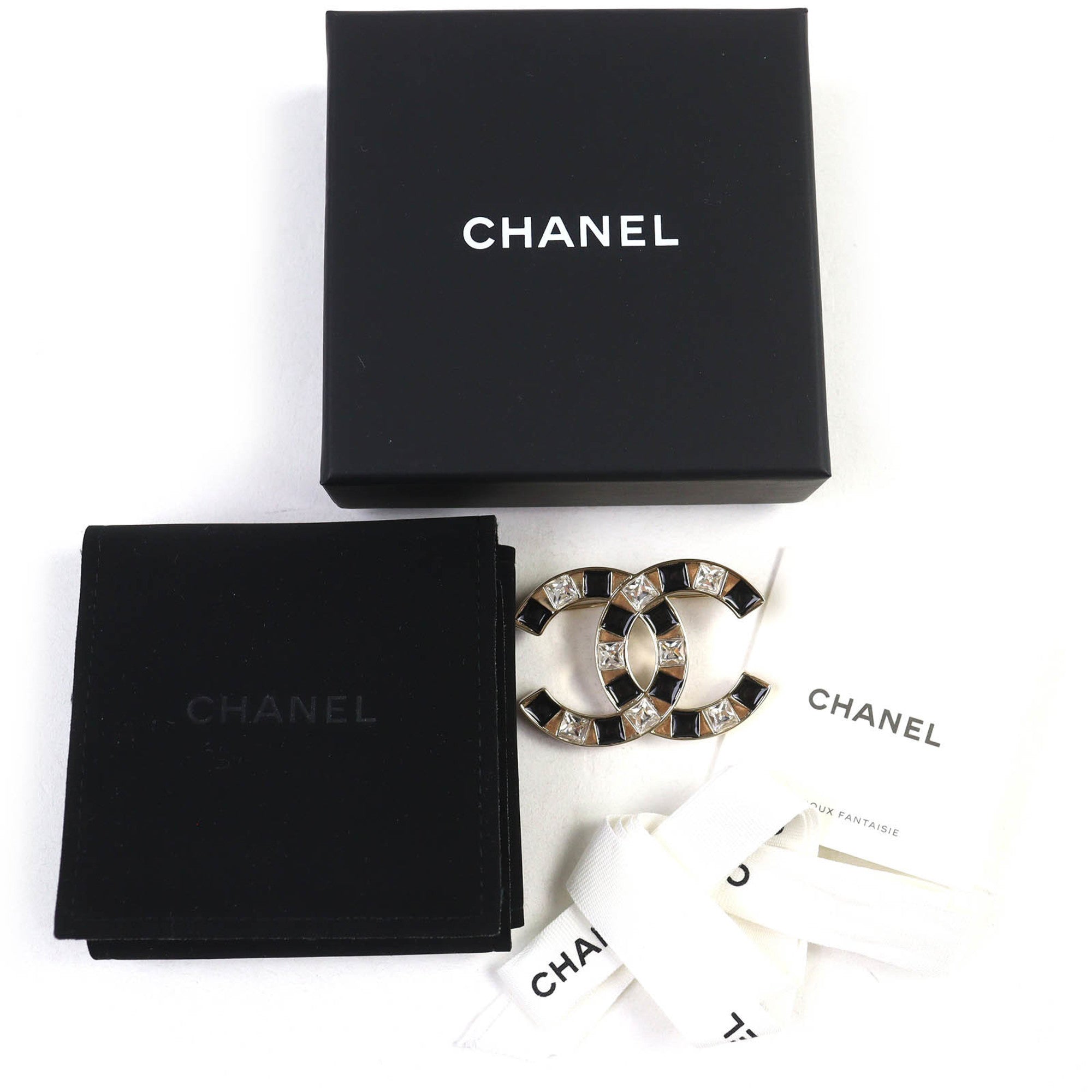CC Logo Brooch Gold-Tone Metal