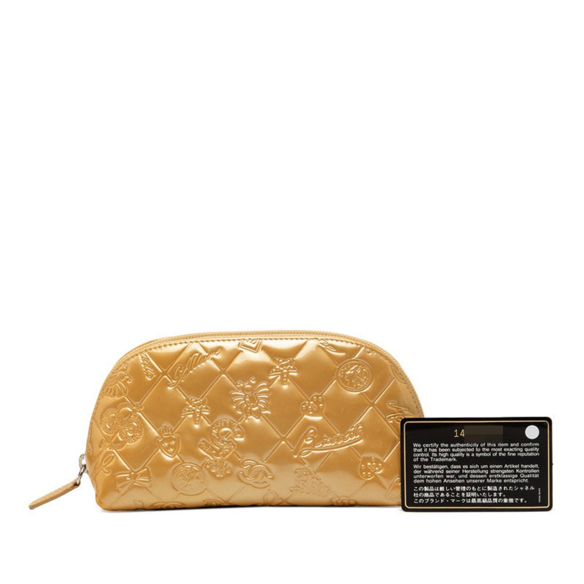 Lucky Symbols Pochette Embossed Quilted Patent