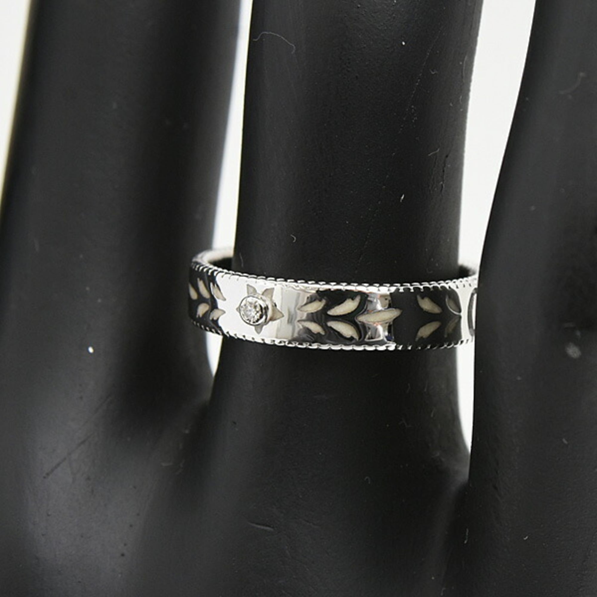 Band Ring Enamel and 18K White Gold With Diamond