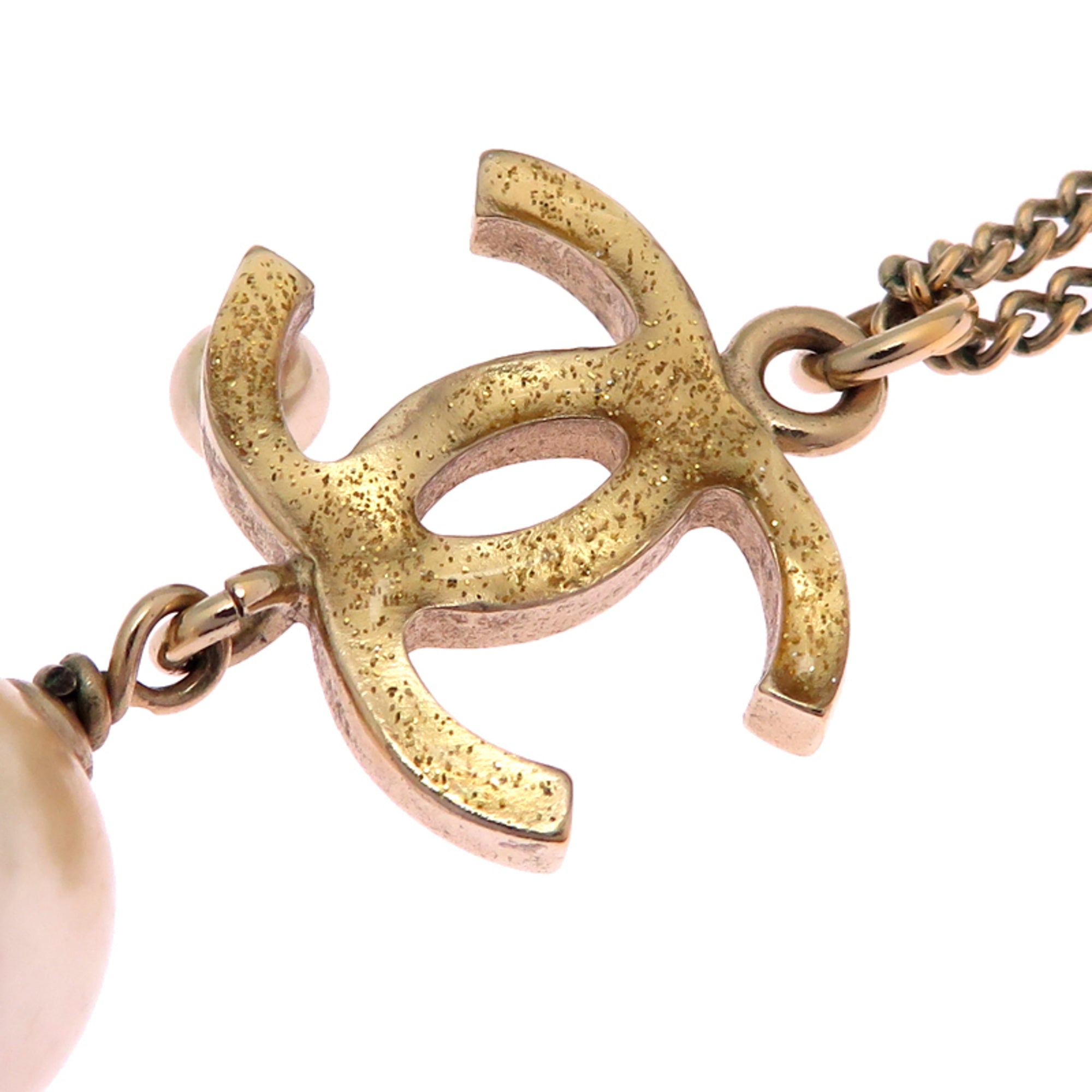 CC Logo Pendant Necklace Gold-Tone Metal