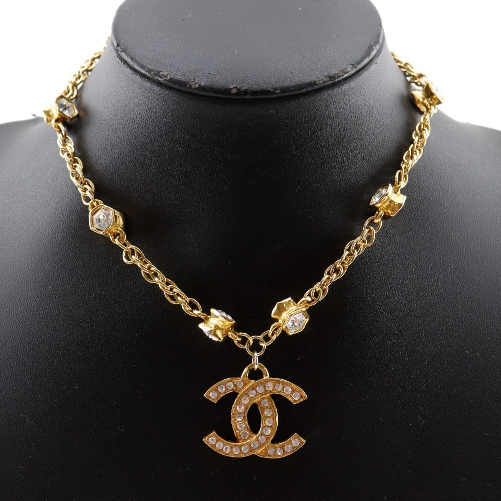 CC Logo Pendant Necklace Gold-Tone Metal