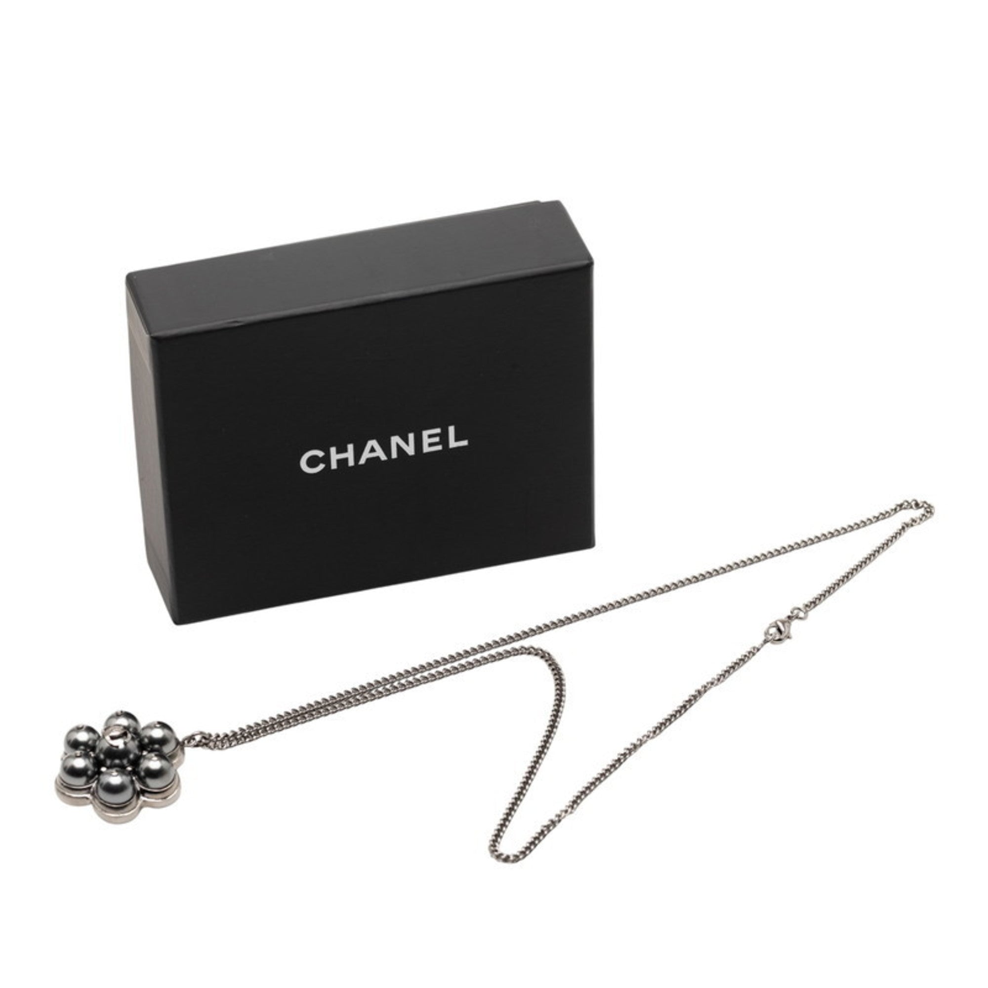 CC Logo Pendant Necklace Silver-Tone Metal