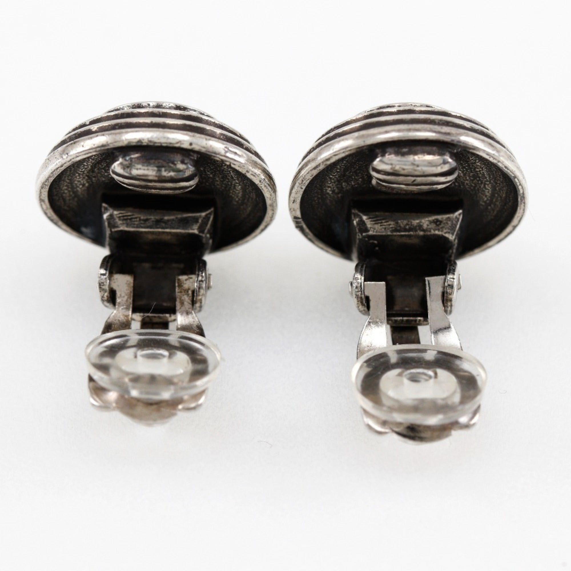 CC Logo Clip-On Earrings Sterling Silver Silver-Tone Metal