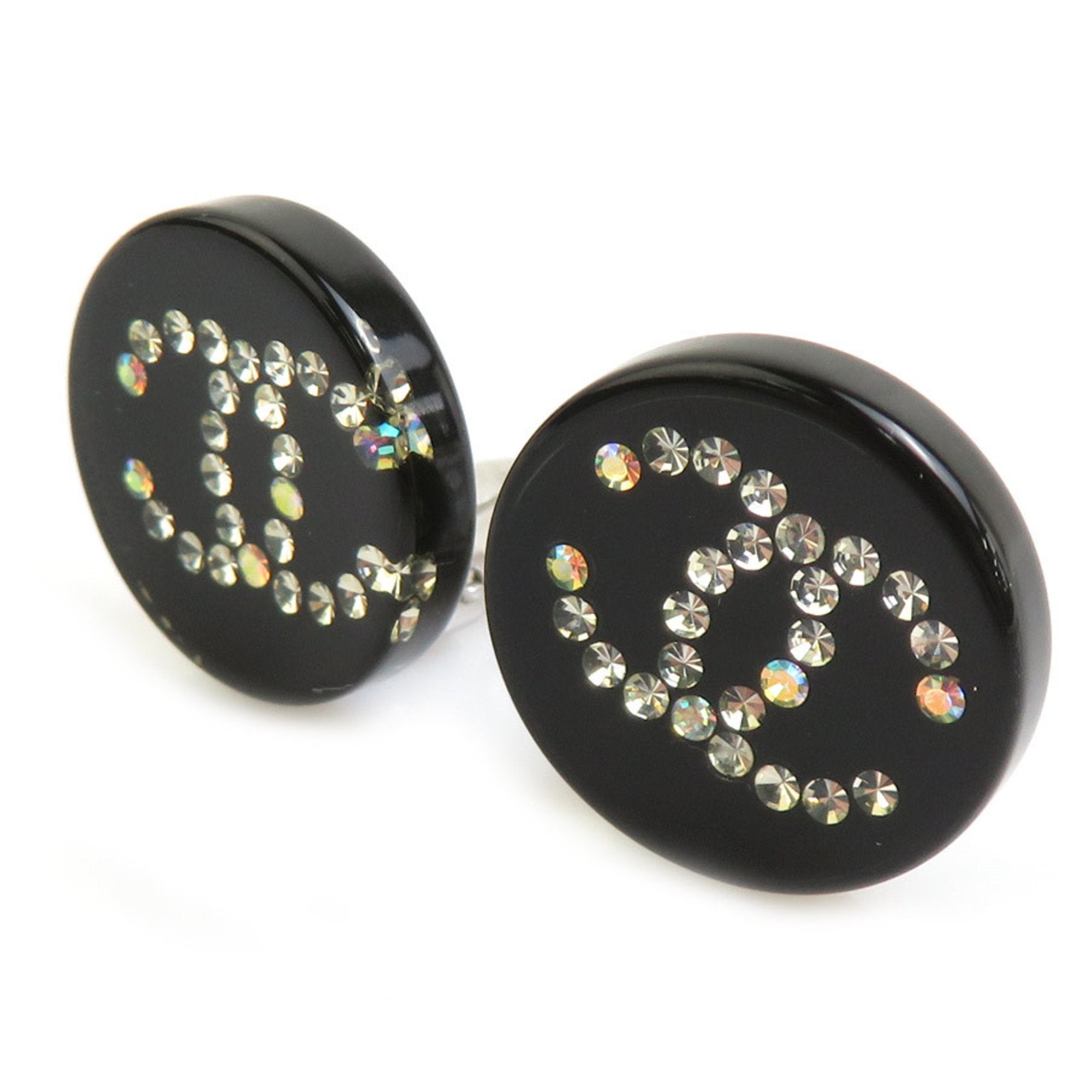 CC Logo Clip-On Earrings Silver-Tone Metal