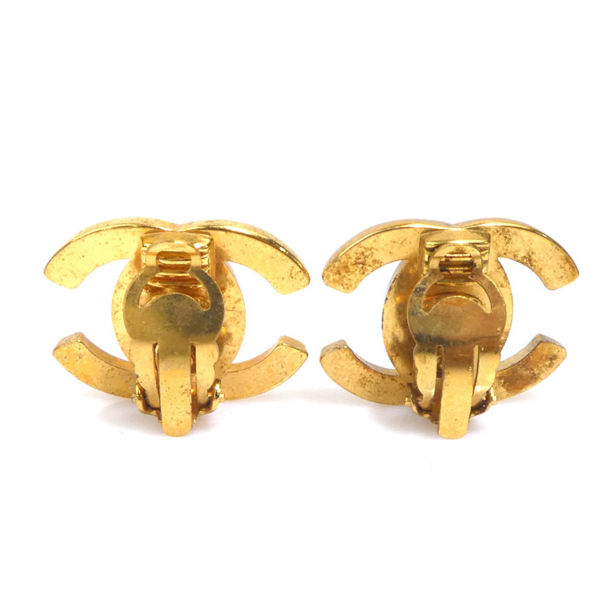 CC Logo Clip-On Earrings Gold-Tone Metal Gold-Tone Metal