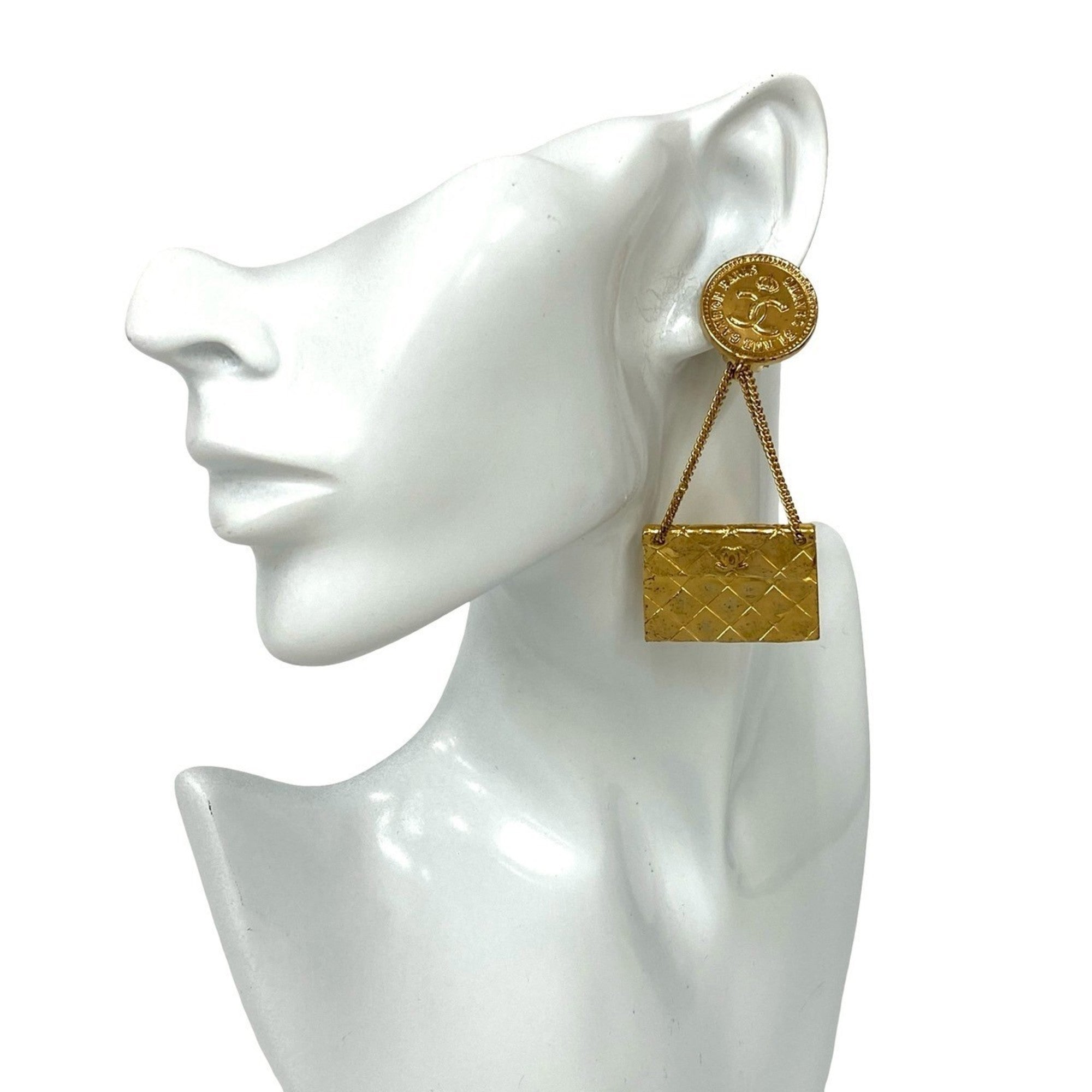 CC Logo Clip-On Earrings Metal Gold-Tone Metal