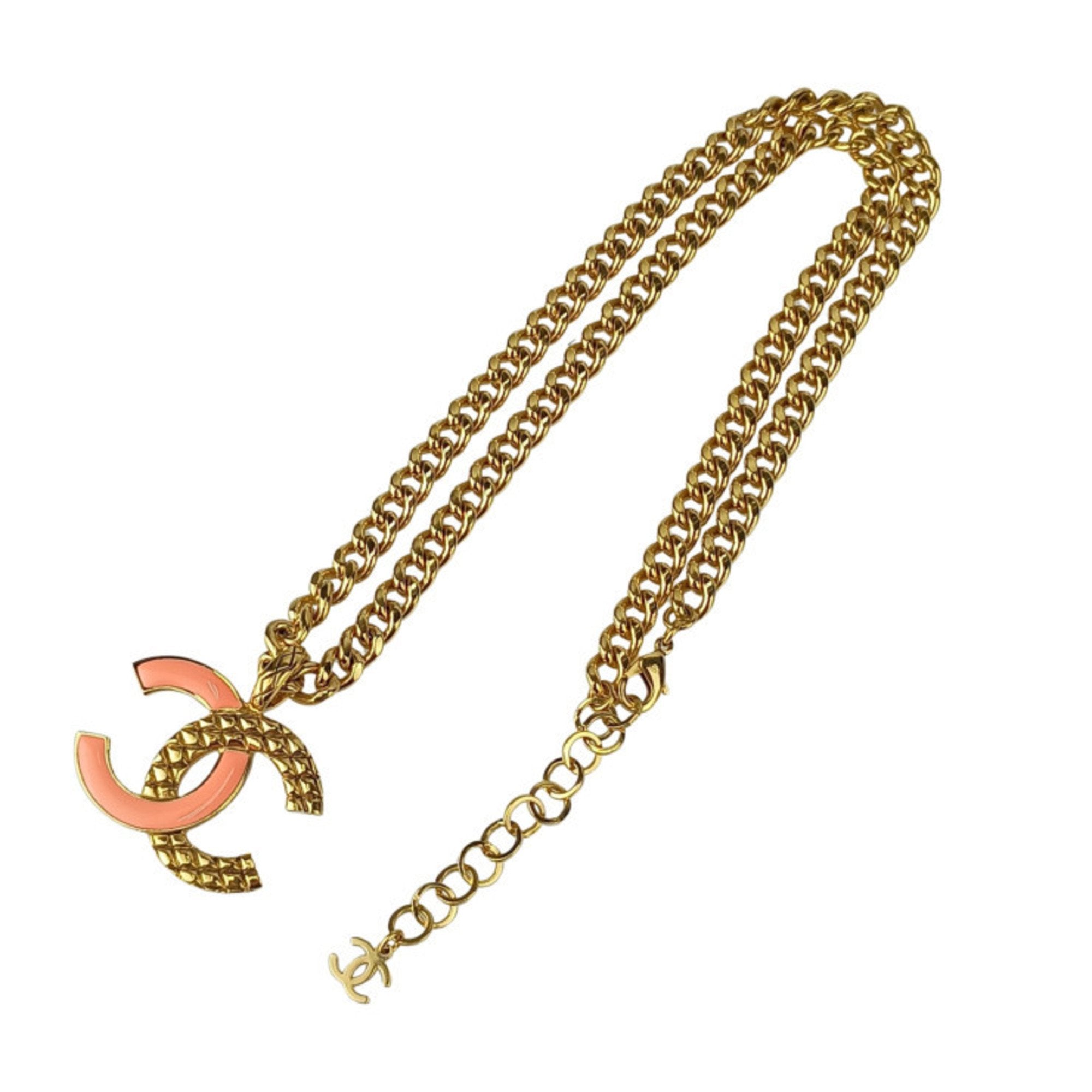 CC Logo Pendant Necklace Gold-Tone Metal