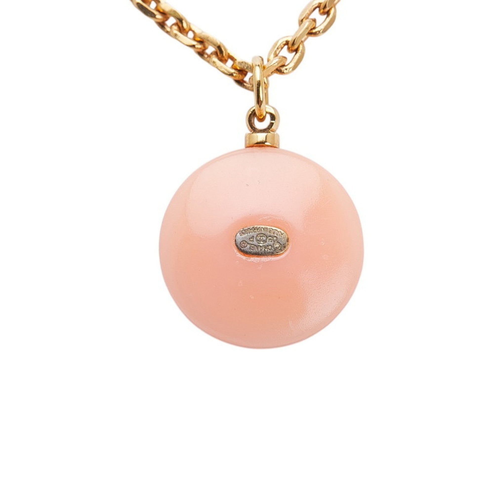 CC Logo Pendant Necklace Gold-Tone Metal