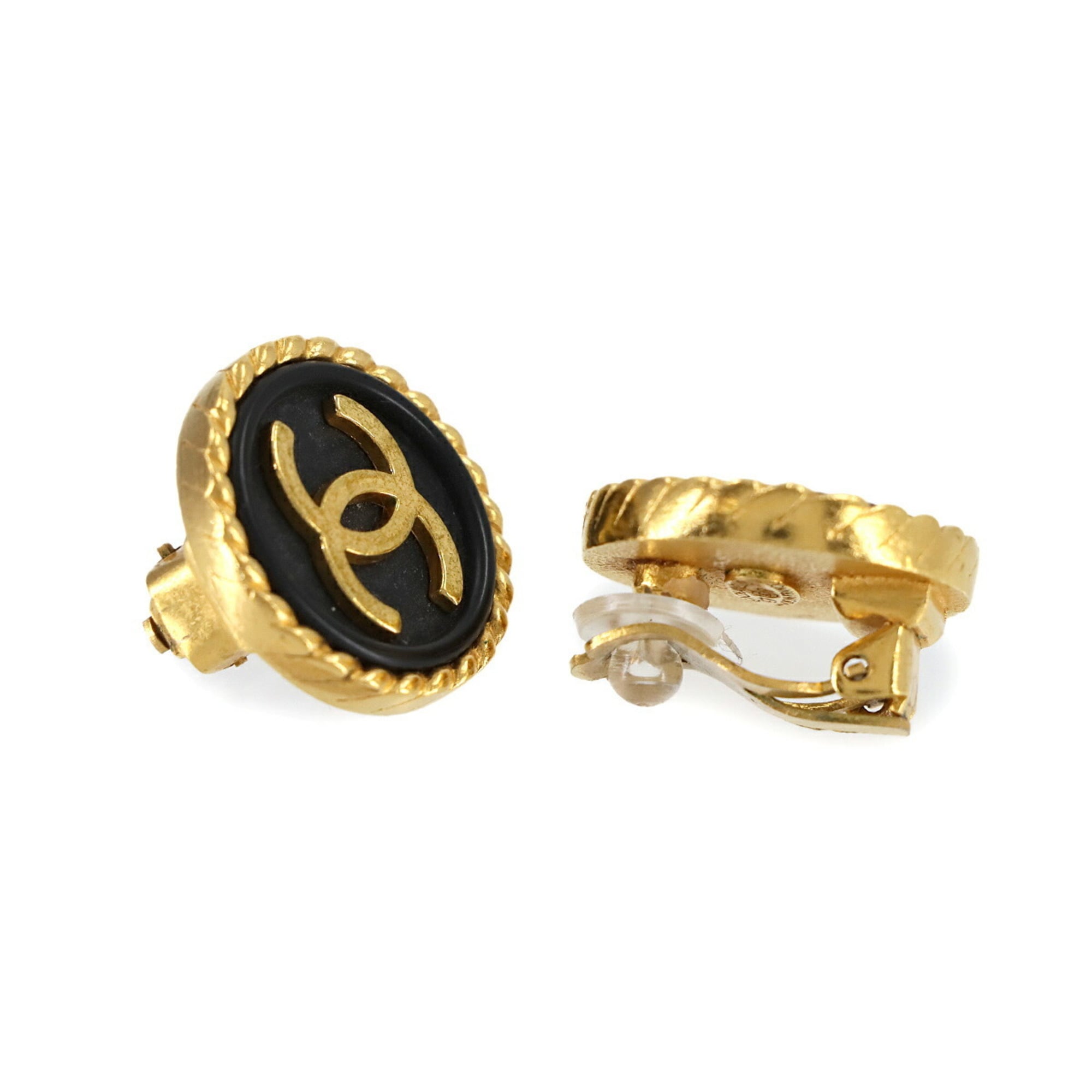 CC Logo Clip-On Earrings Gold-Tone Metal Gold-Tone Metal