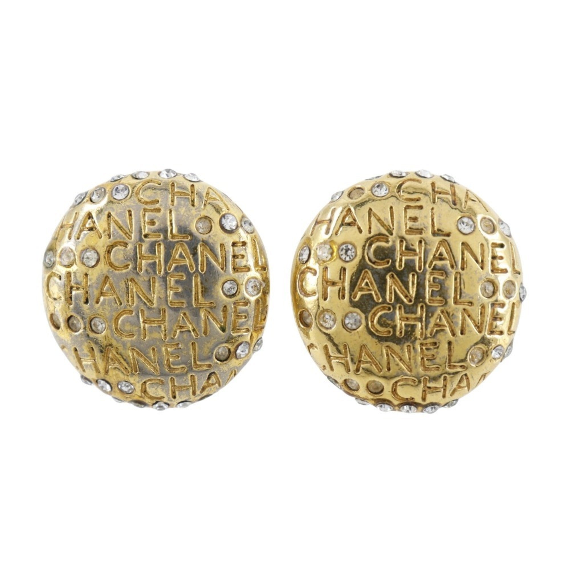 Rhinestone Clip-On Earrings Gold Plated and Rhinestone