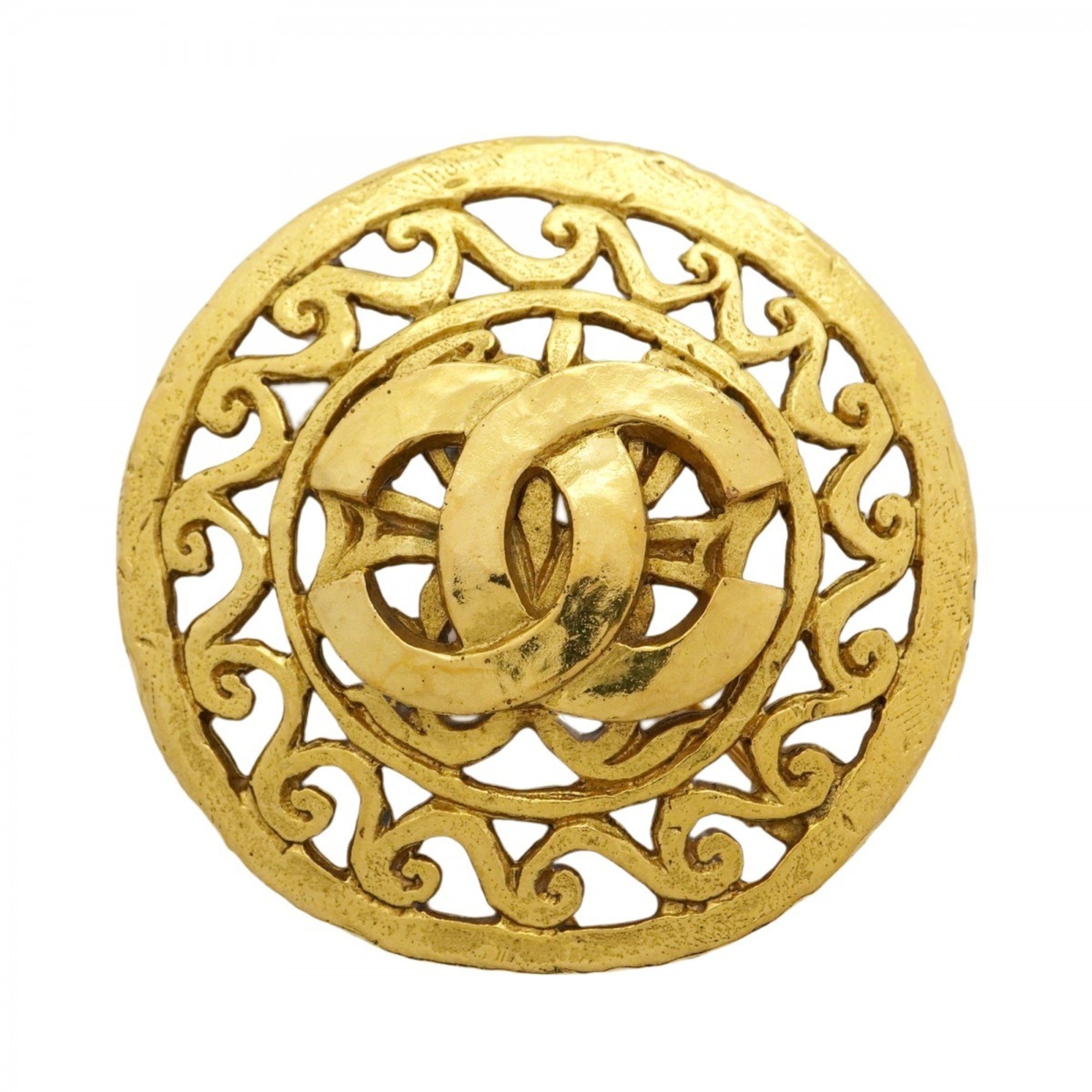 CC Logo Circle Brooch Metal