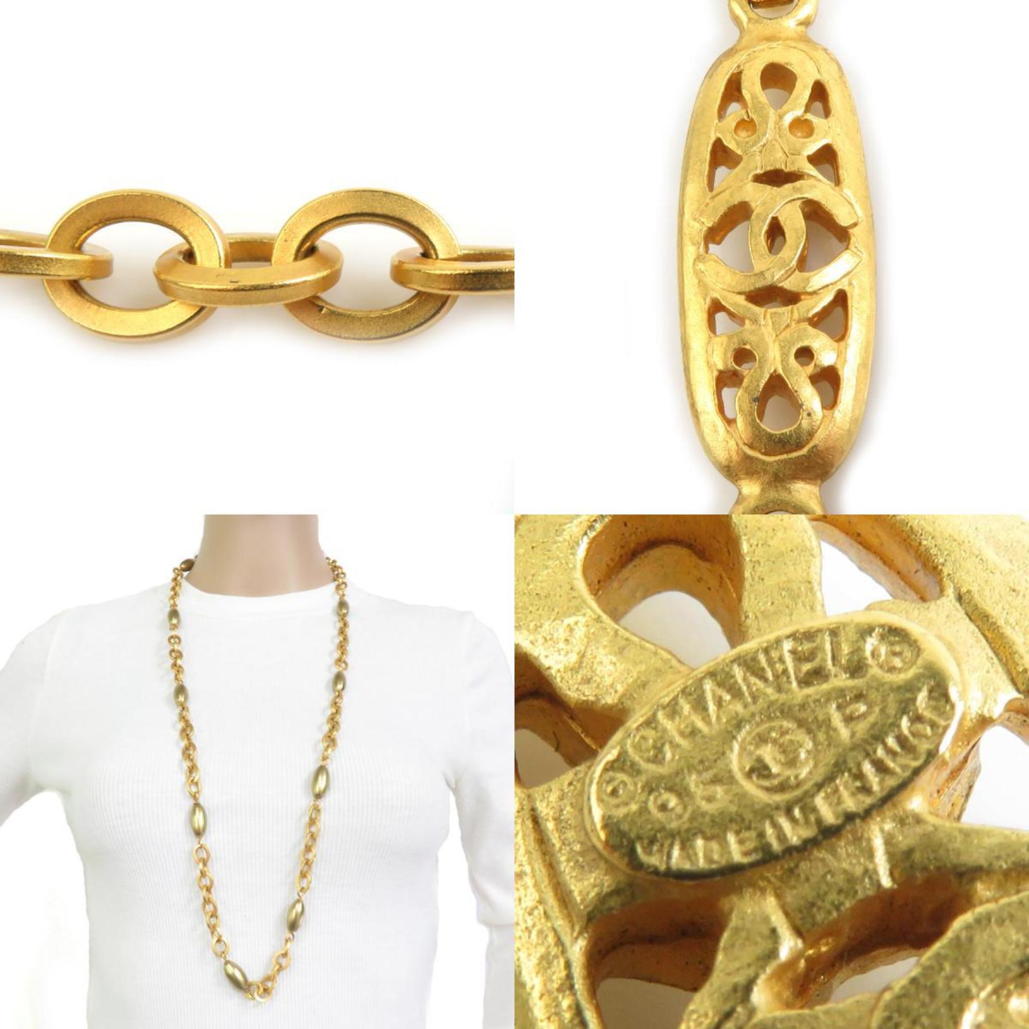 CC Logo Pendant Necklace Gold-Tone Metal