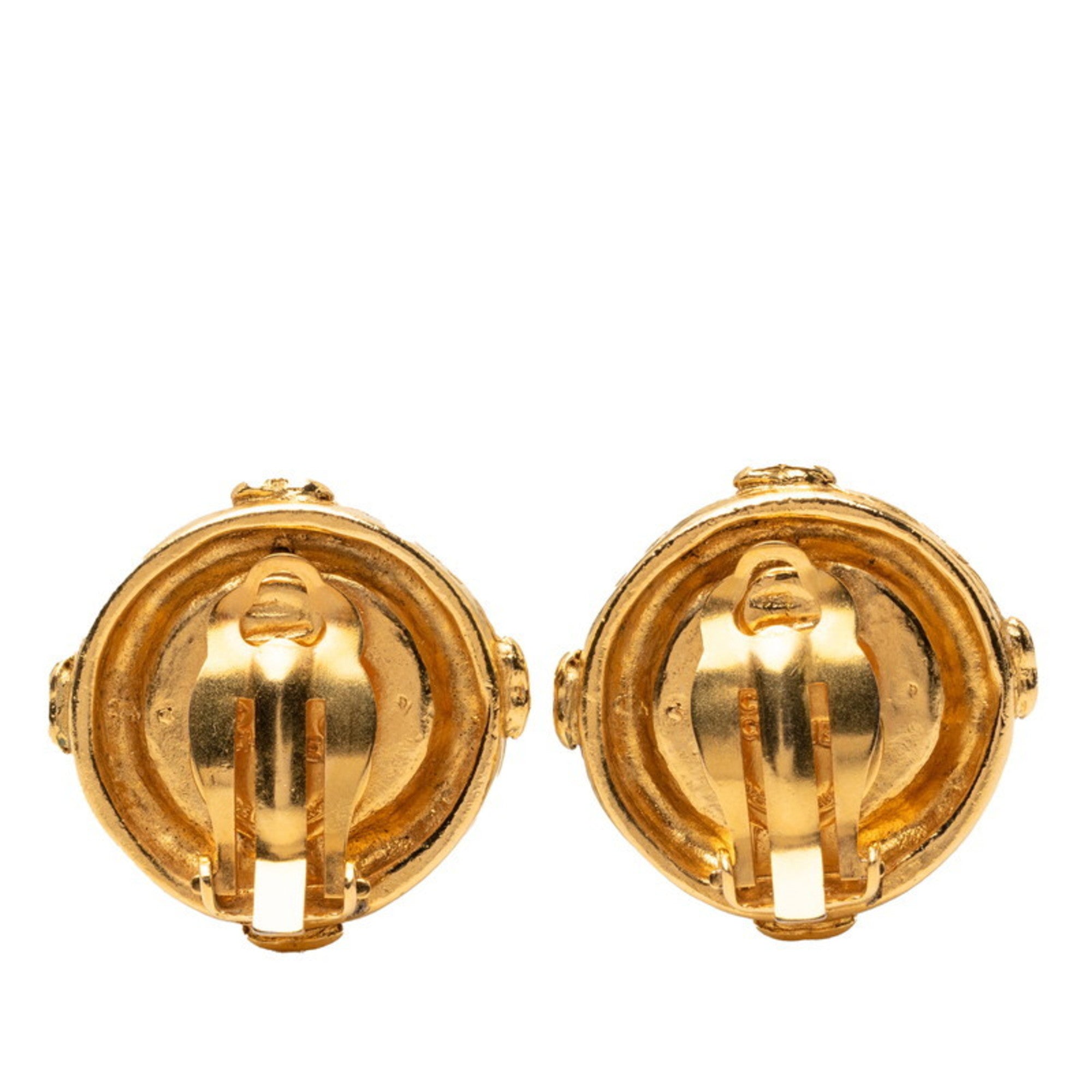 CC Logo Clip-On Earrings Metal Gold-Tone Metal