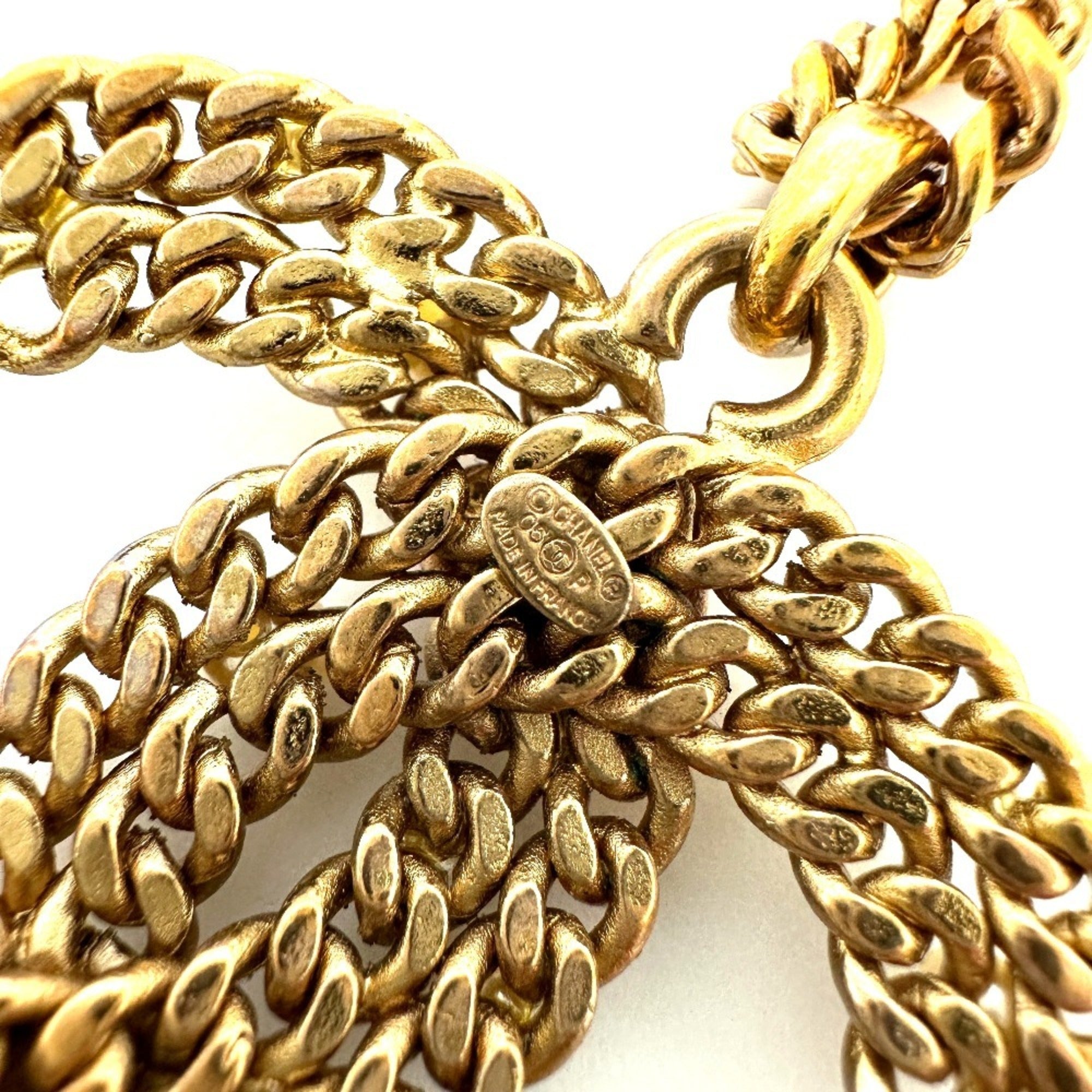 CC Logo Chain Pendant Necklace Gold-Tone Metal