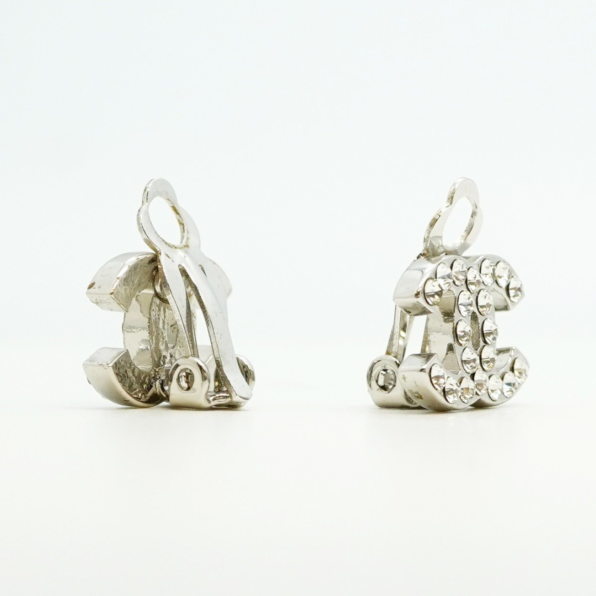 CC Logo Clip-On Earrings Silver-Tone Metal