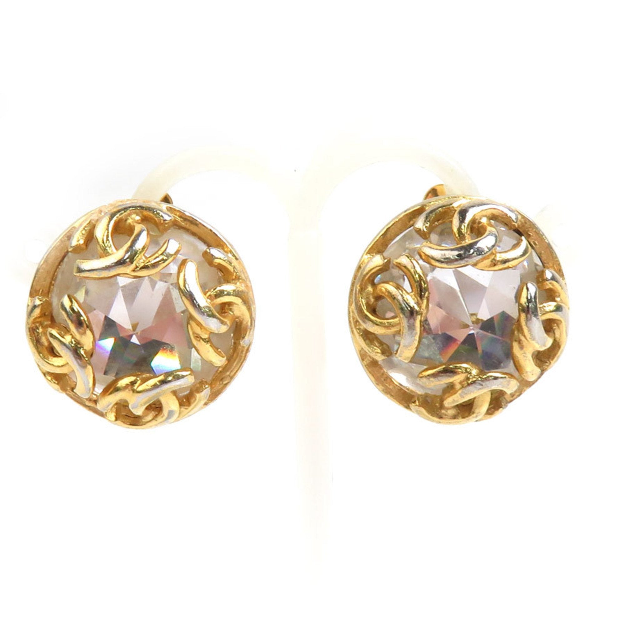 CC Logo Clip-On Earrings Gold-Tone Metal