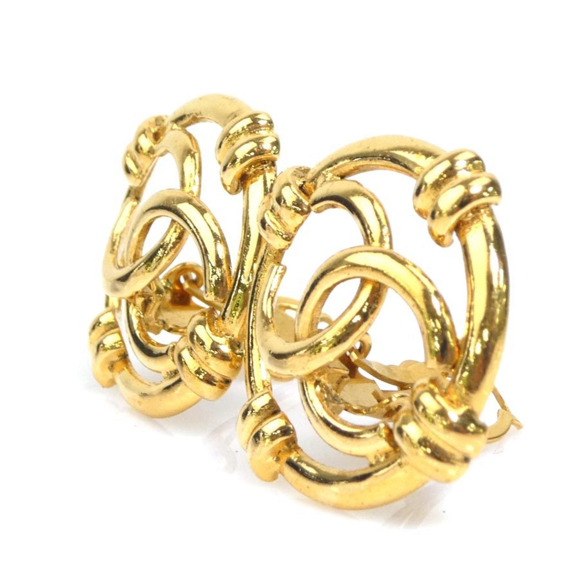 CC Logo Clip-On Earrings Gold-Tone Metal Gold-Tone Metal
