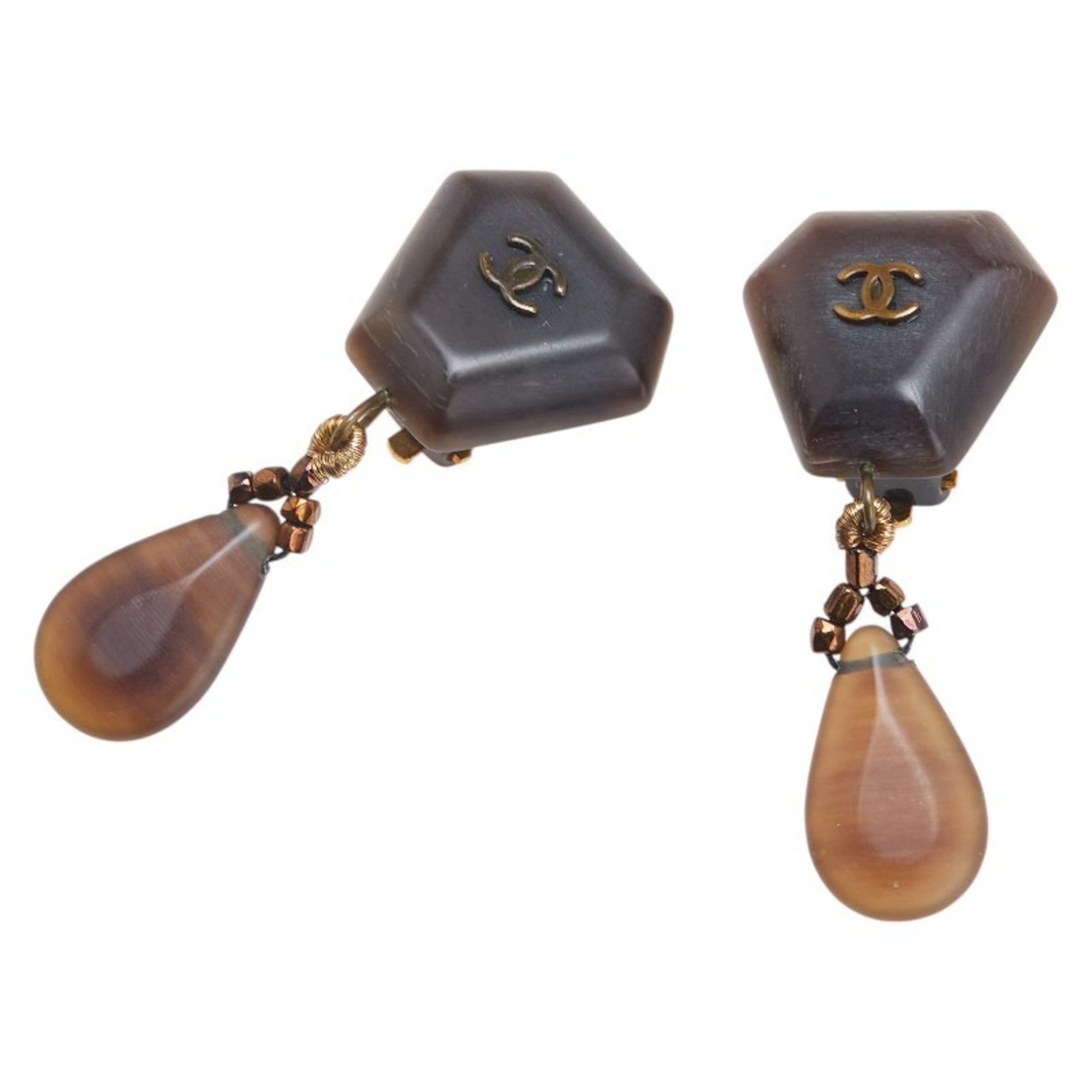 CC Logo Clip-On Earrings Gold-Tone Metal