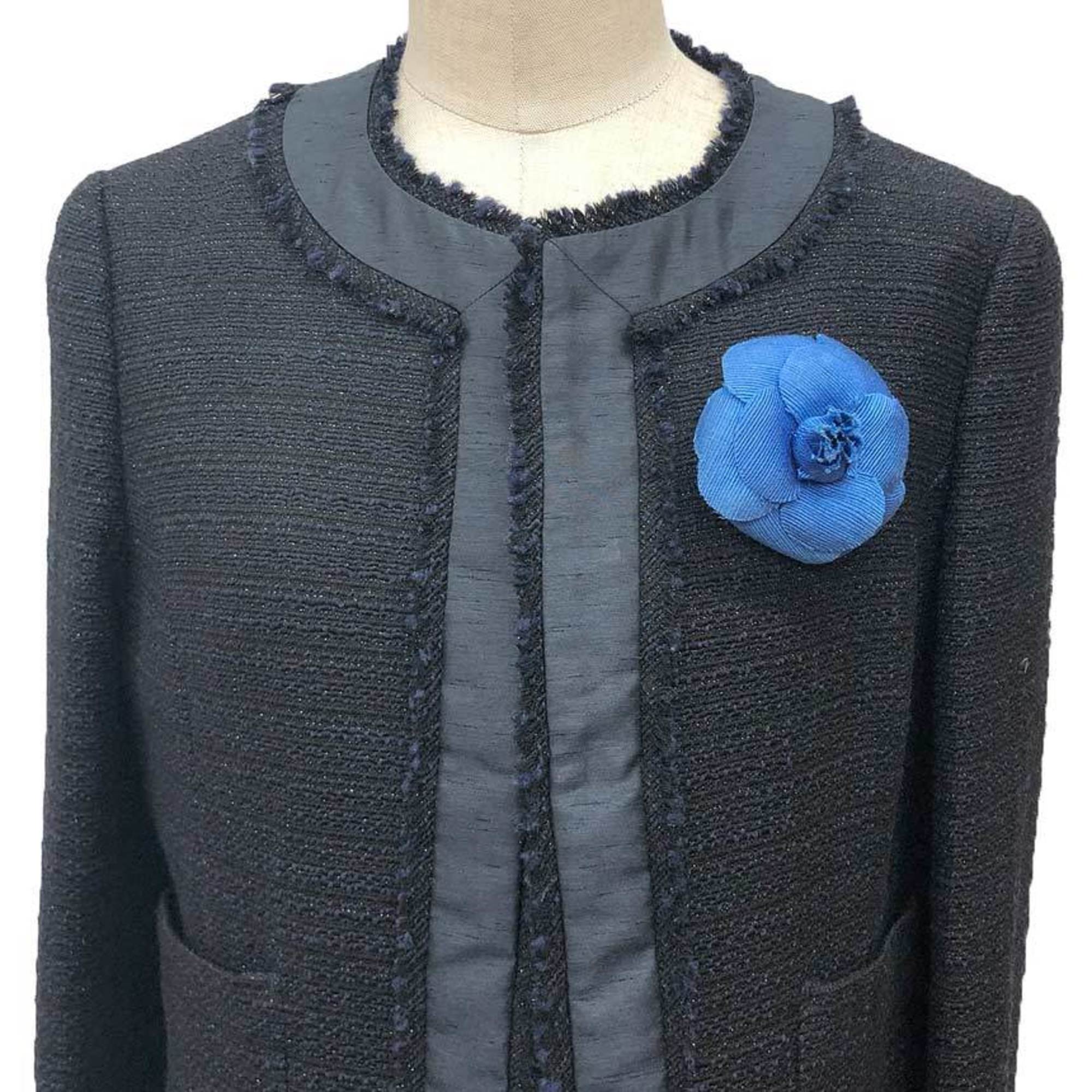 Camellia Brooch Blue Metal