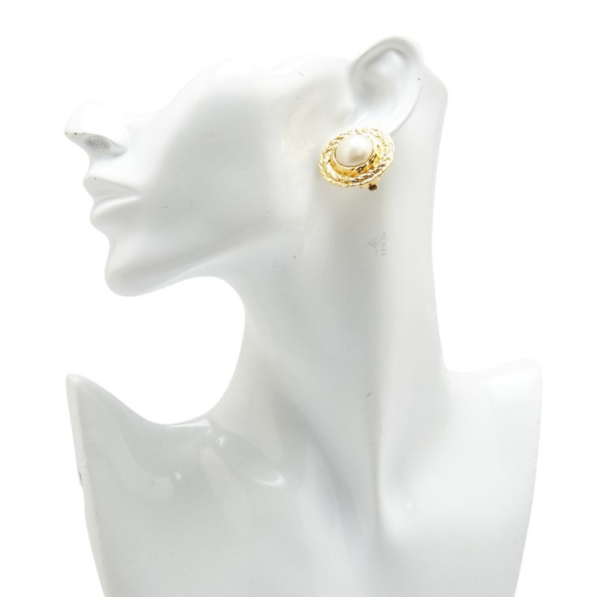 Earrings Pearl Gold-Tone Metal