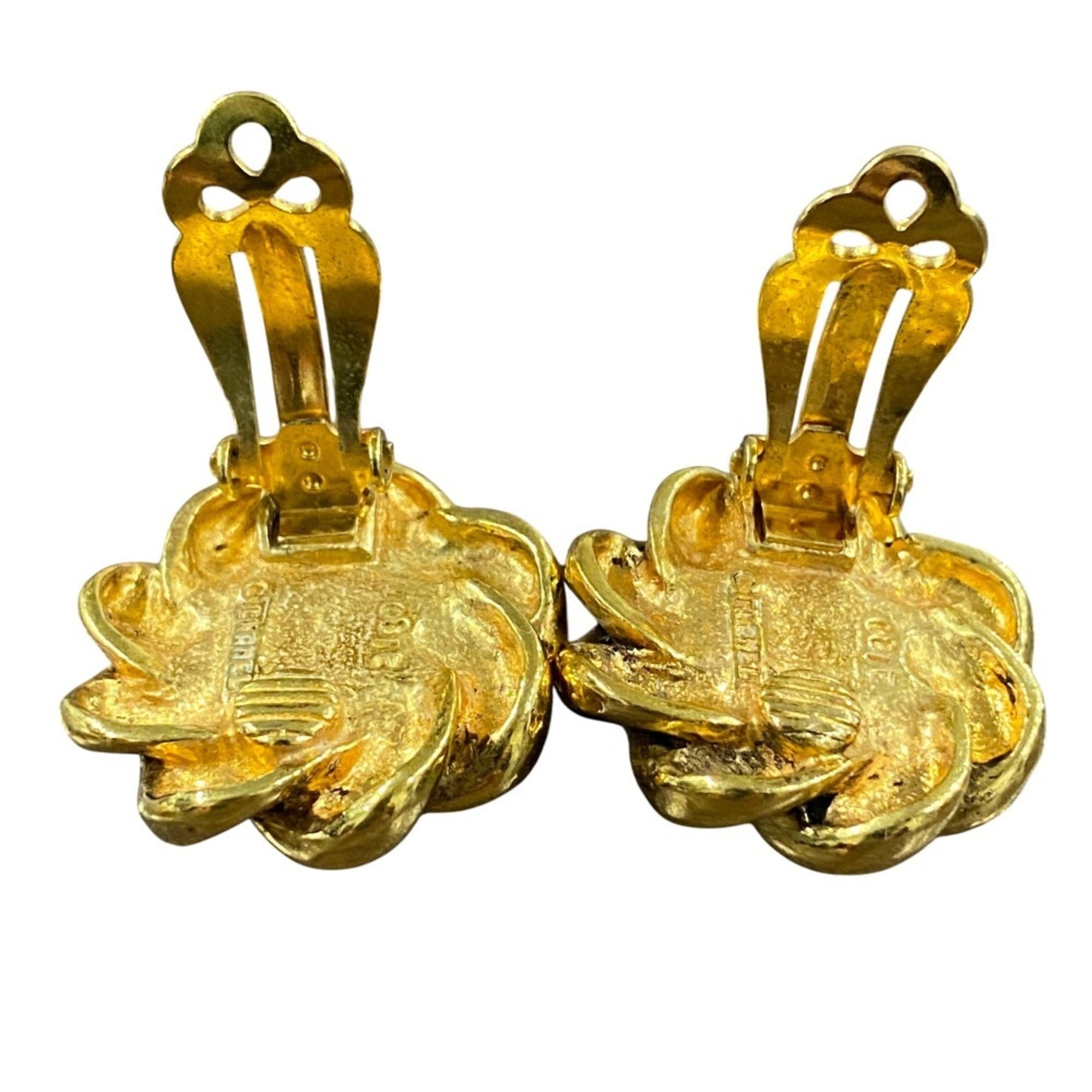 Vintage Clip-On Earrings Pearl Clip-On Gold-Tone Metal