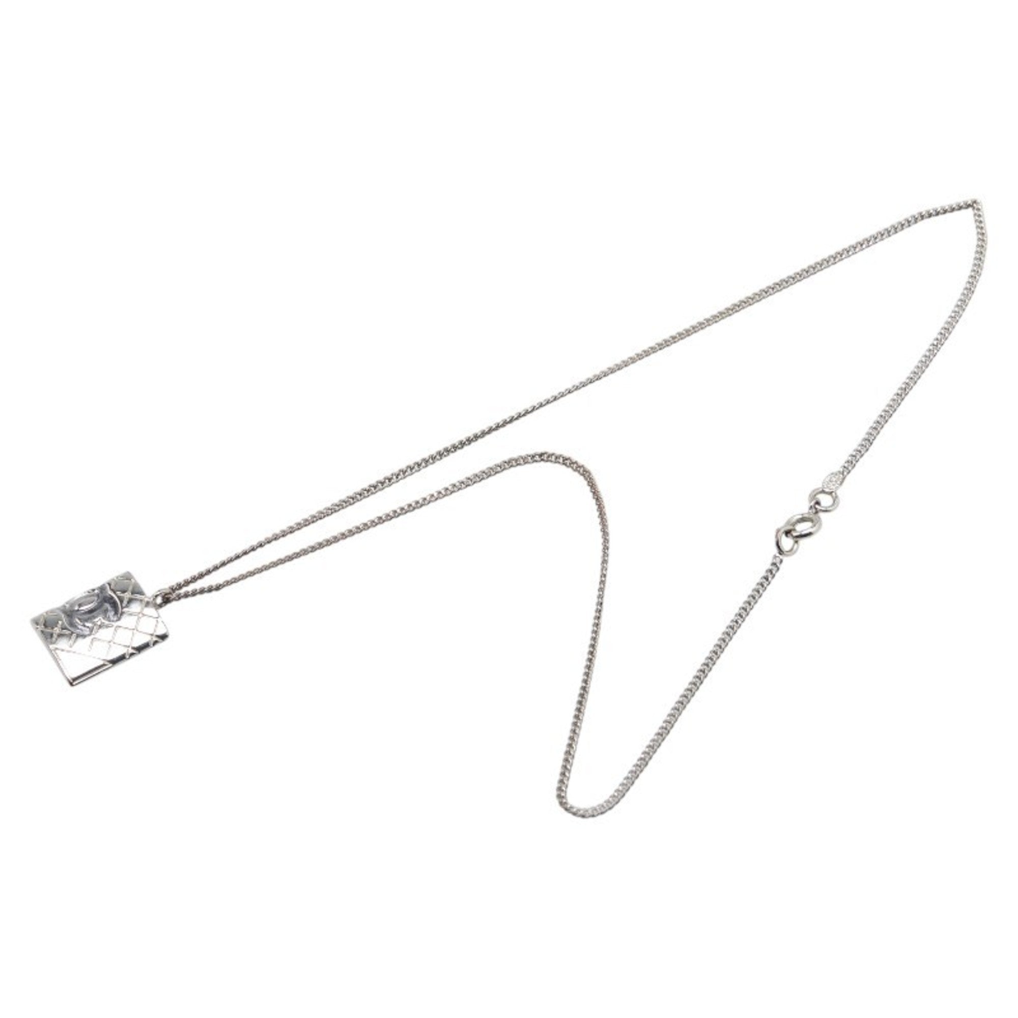 CC Logo Pendant Necklace Silver-Tone Metal