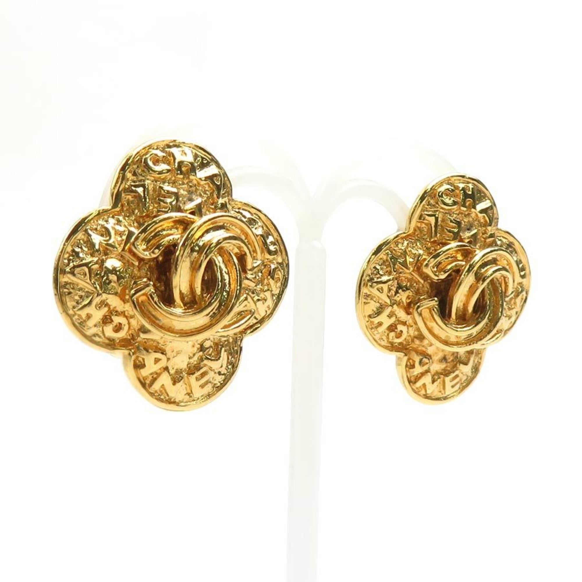 CC Logo Clip-On Earrings Gold-Tone Metal Gold-Tone Metal