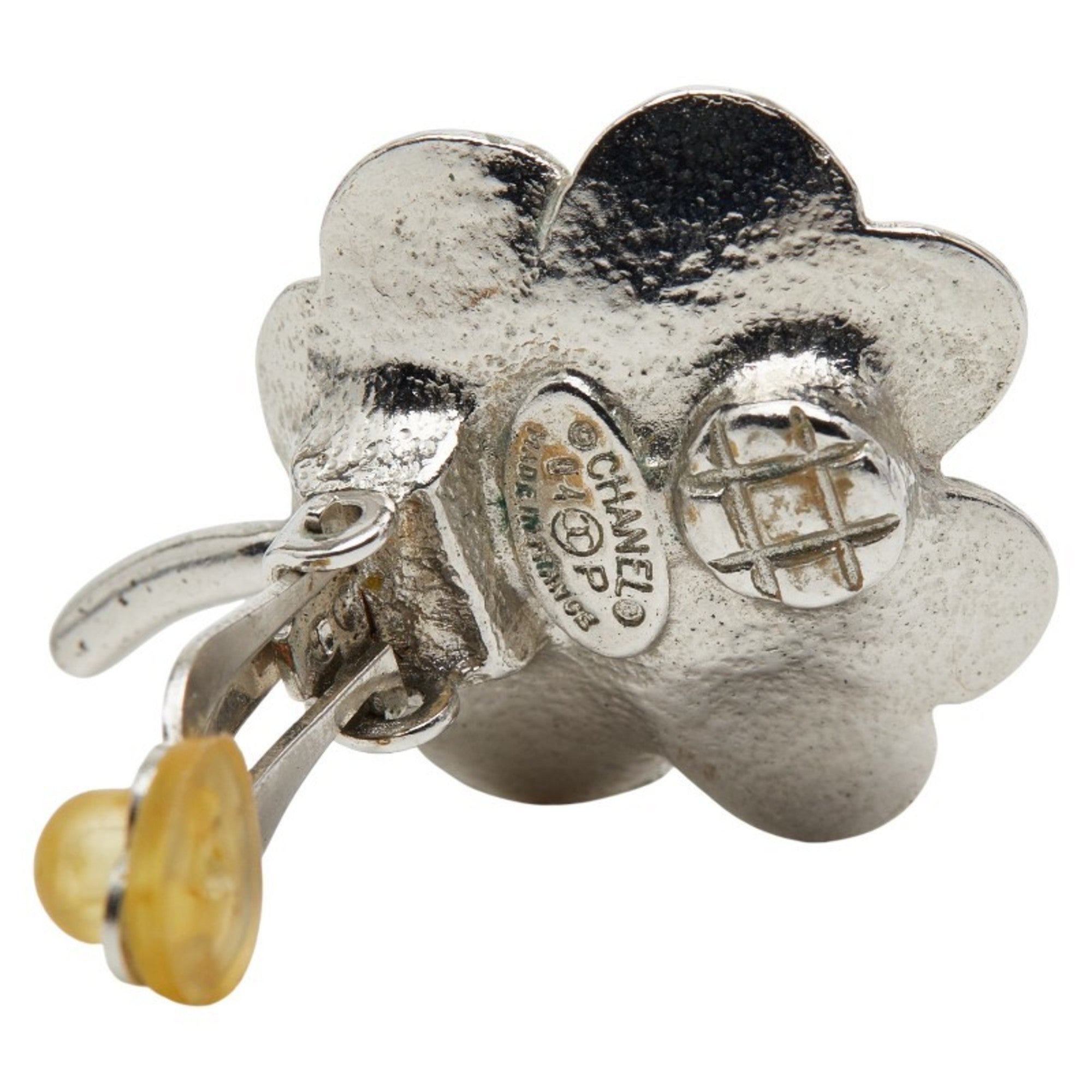CC Logo Clover Clip-On Earrings Silver-Tone Metal Silver-Tone Metal