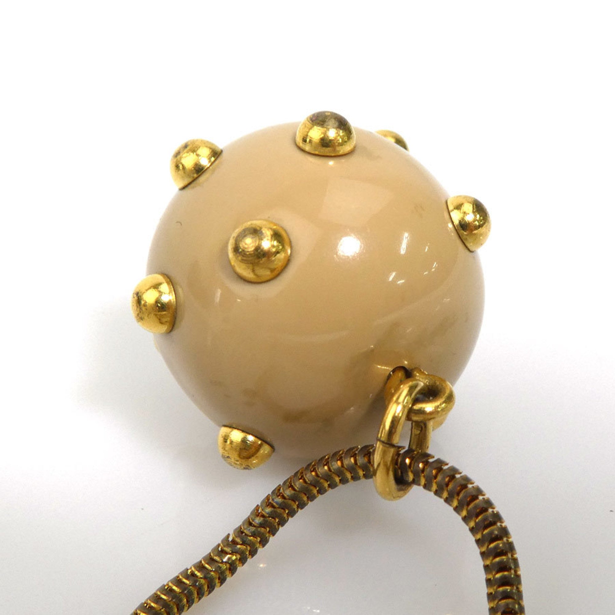 Pendant Necklace Metal and Acrylic Beige and Gold