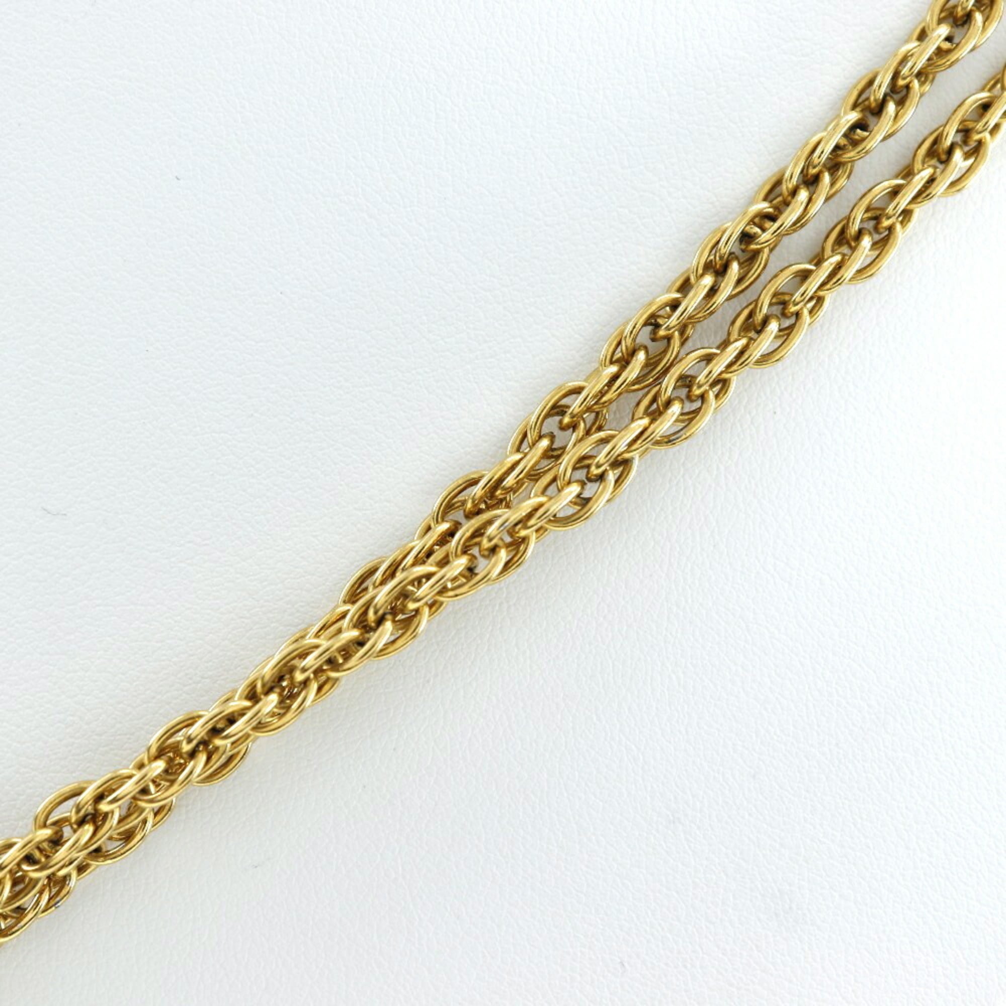 Vintage Loupe Pendant Necklace Metal Double Chain