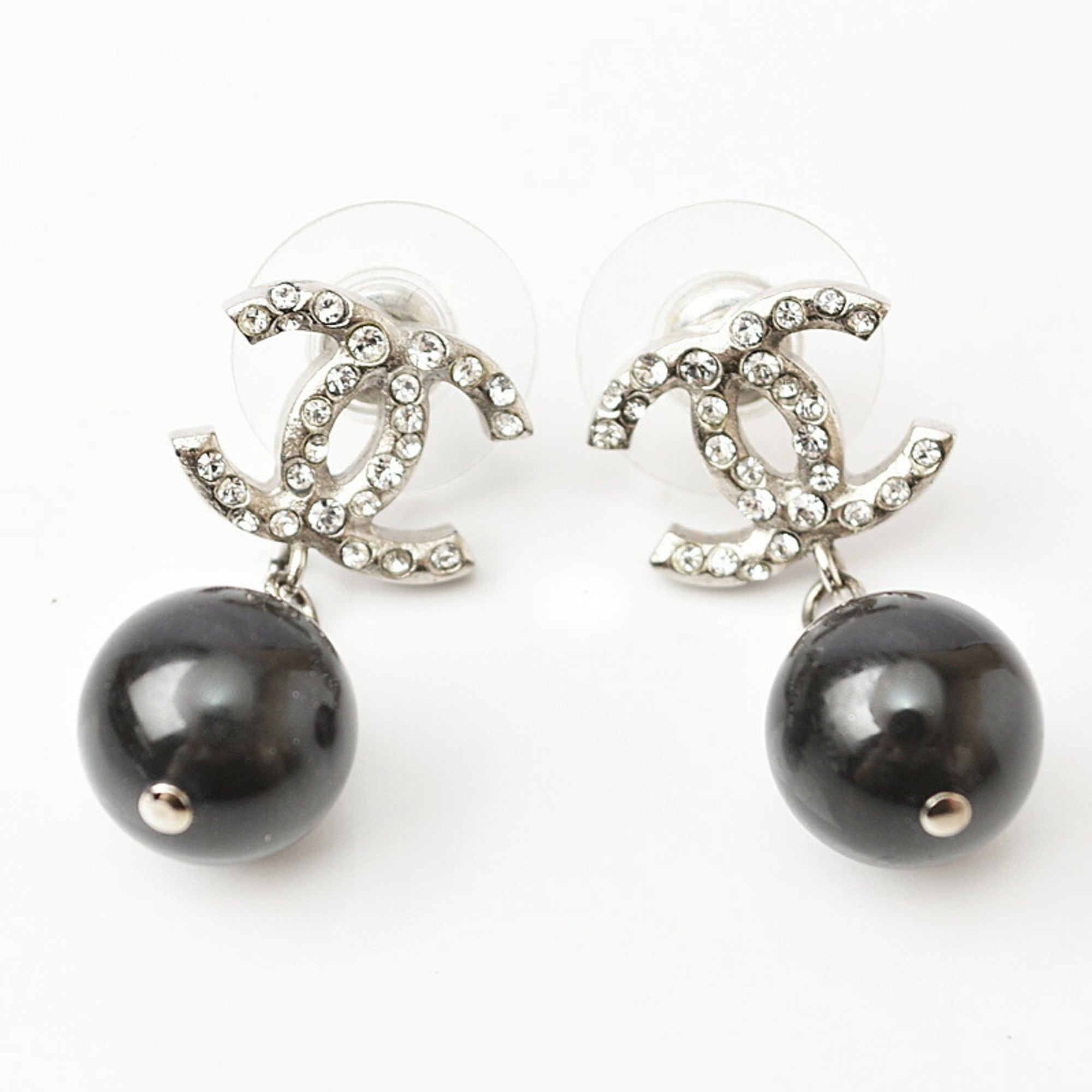 Pearl Earrings Metal and Rhinestone
