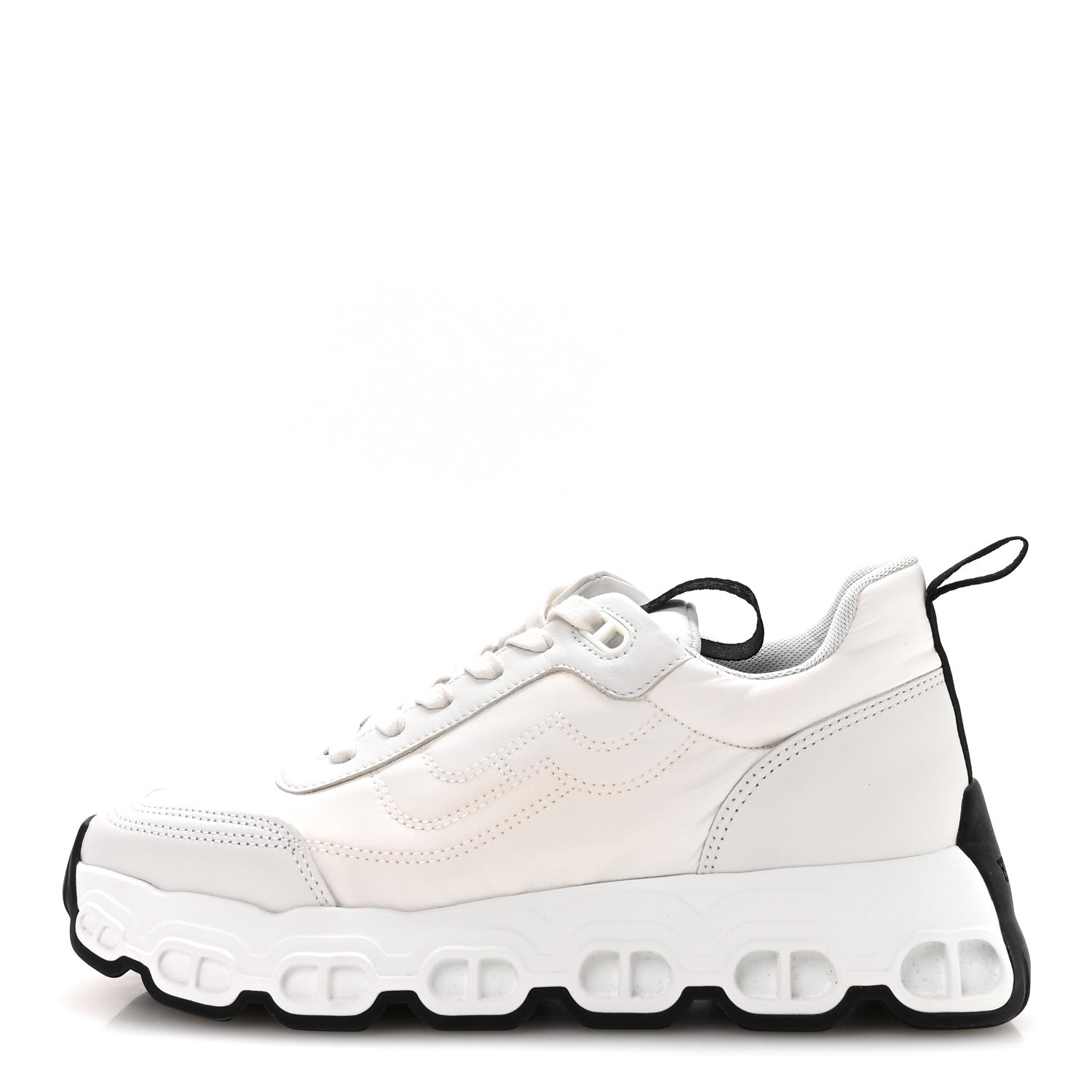 Parachute Fabric Calfskin Impulse Sneakers 38.5 White