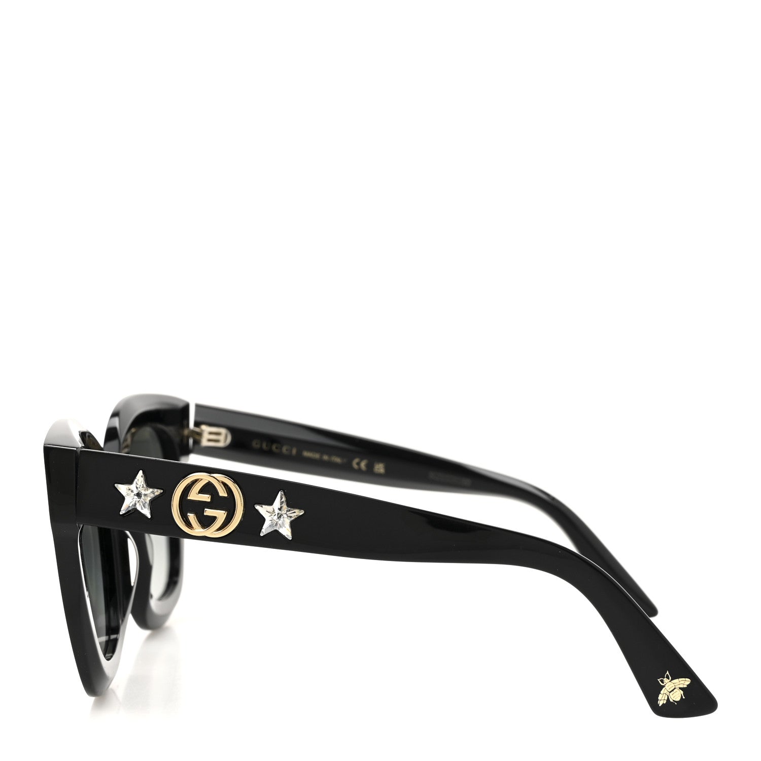 Acetate Crystal Star Round Frame Sunglasses GG0208S Black