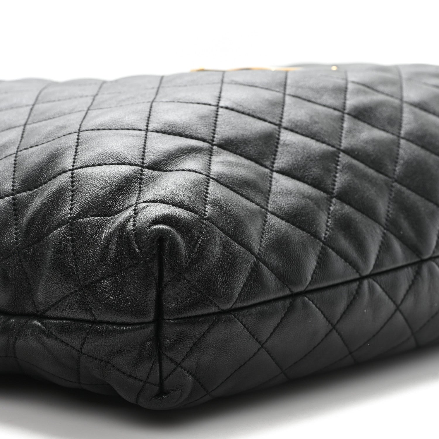 Lambskin Quilted Maxi Icare Shopping Tote Black