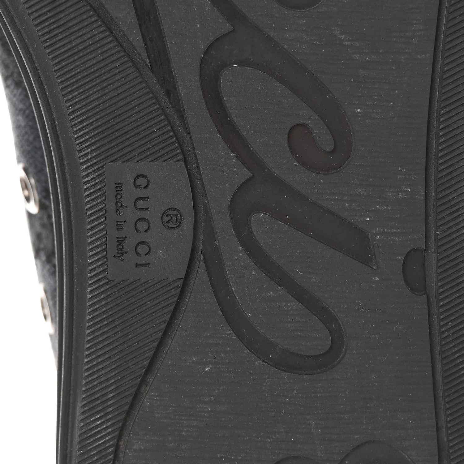 GG Monogram Calfskin Womens Low Top Sneakers 37 Piombo Black