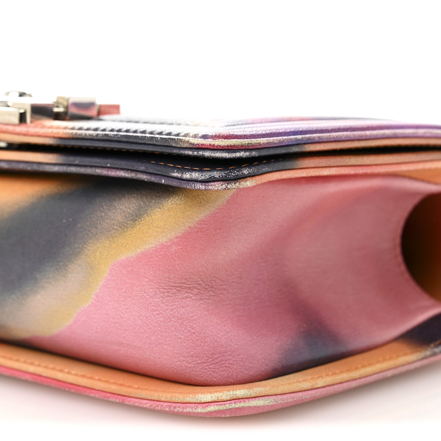 Lambskin Quilted Small Flower Power Boy Flap Multicolor