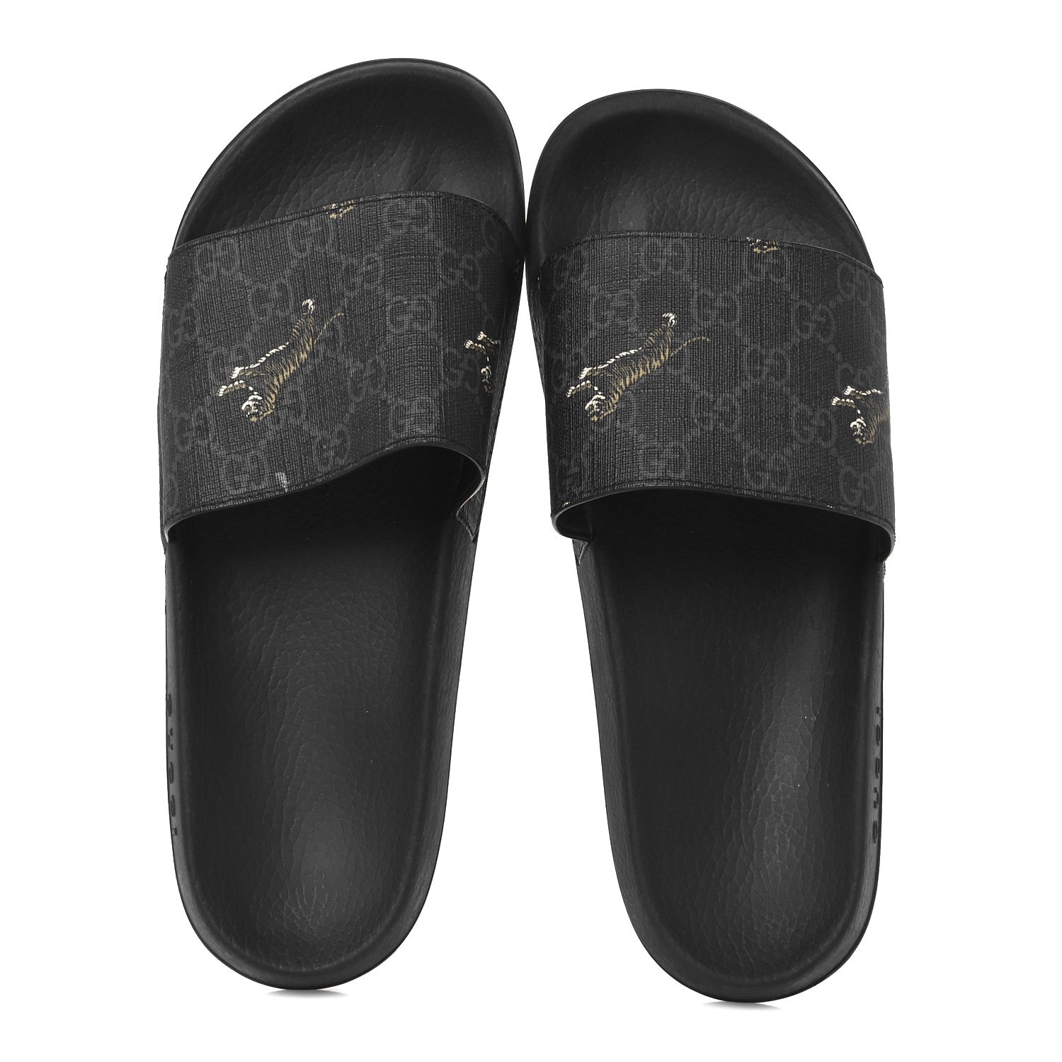 GG Supreme Monogram Tigers Mens Slide Sandals 10 Black Multicolor