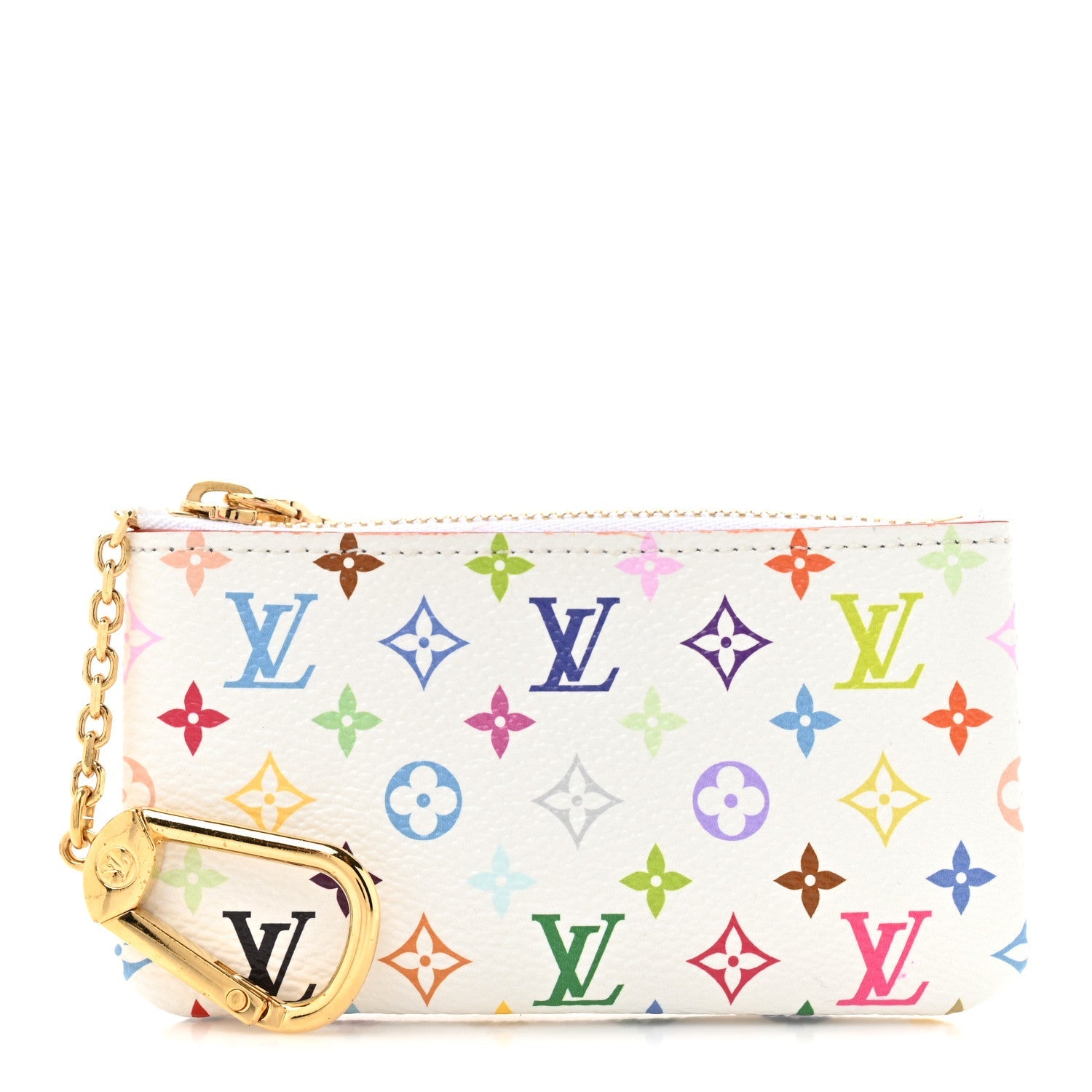 LV X TM Monogram Multicolor Key Pouch White