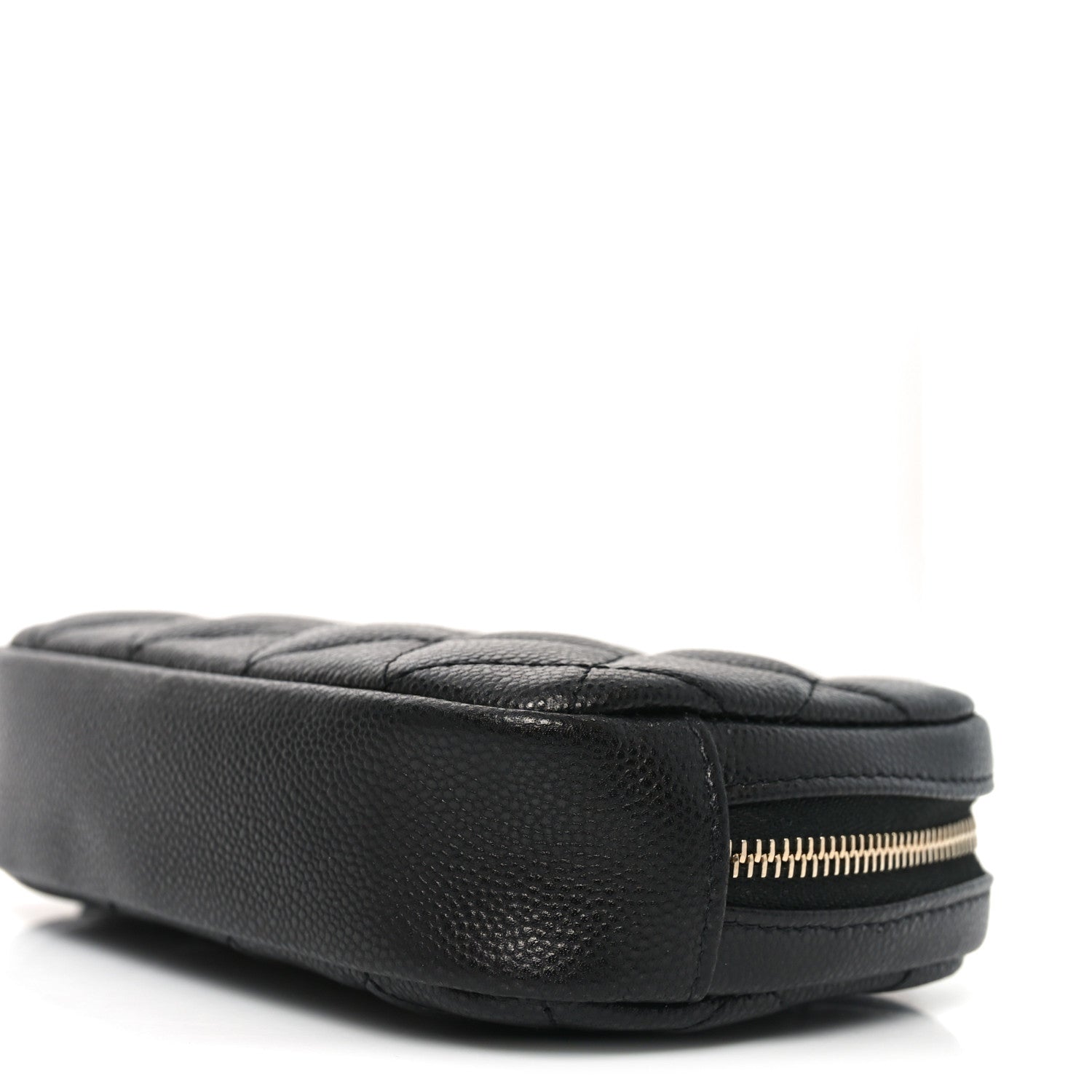 Caviar Quilted Small Curvy Pouch Cosmetic Case Black