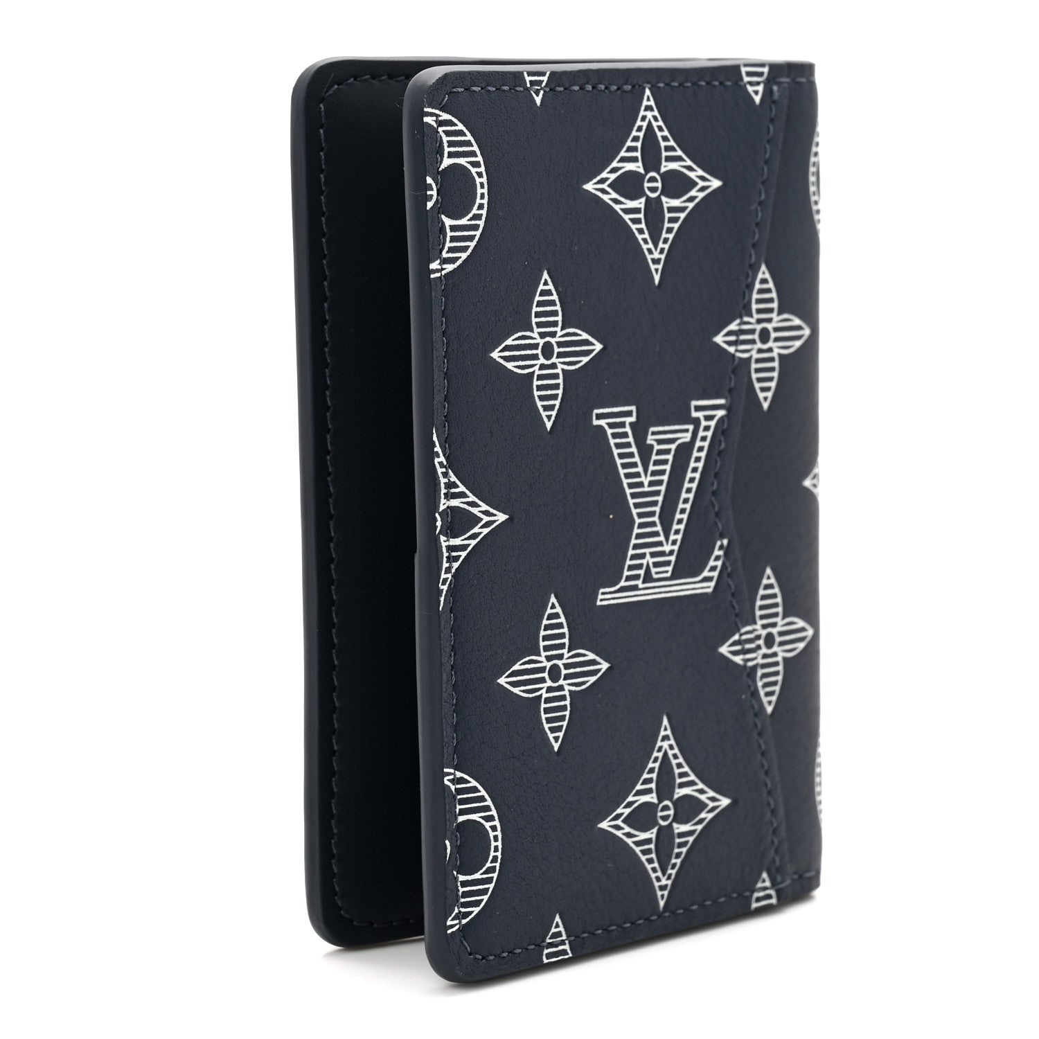 Calfskin Monogram Shadow Pocket Organizer Navy Blue White