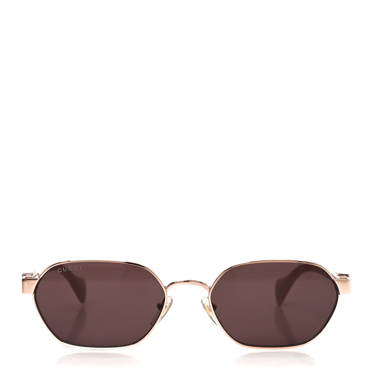 Metal Acetate Rectangular Frame Sunglasses GG1593S Rose Gold Pink