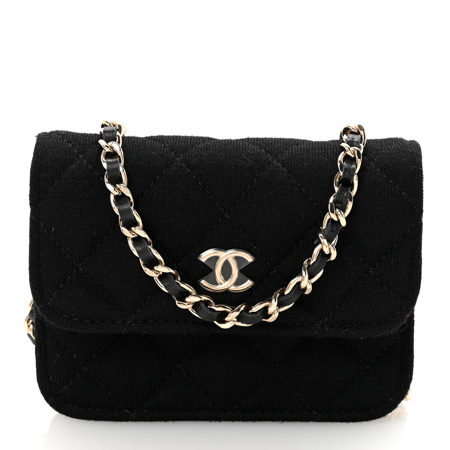 Jersey Quilted Micro Mini Flap Black