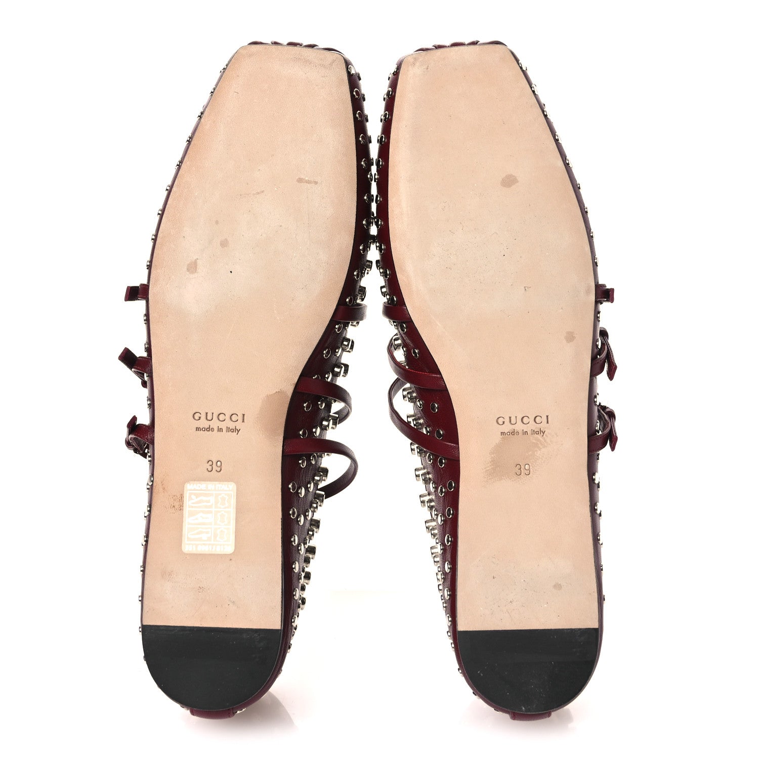 Nappa Carmaque Studded Horsebit Ballet Flats 39 Rosso Ancora