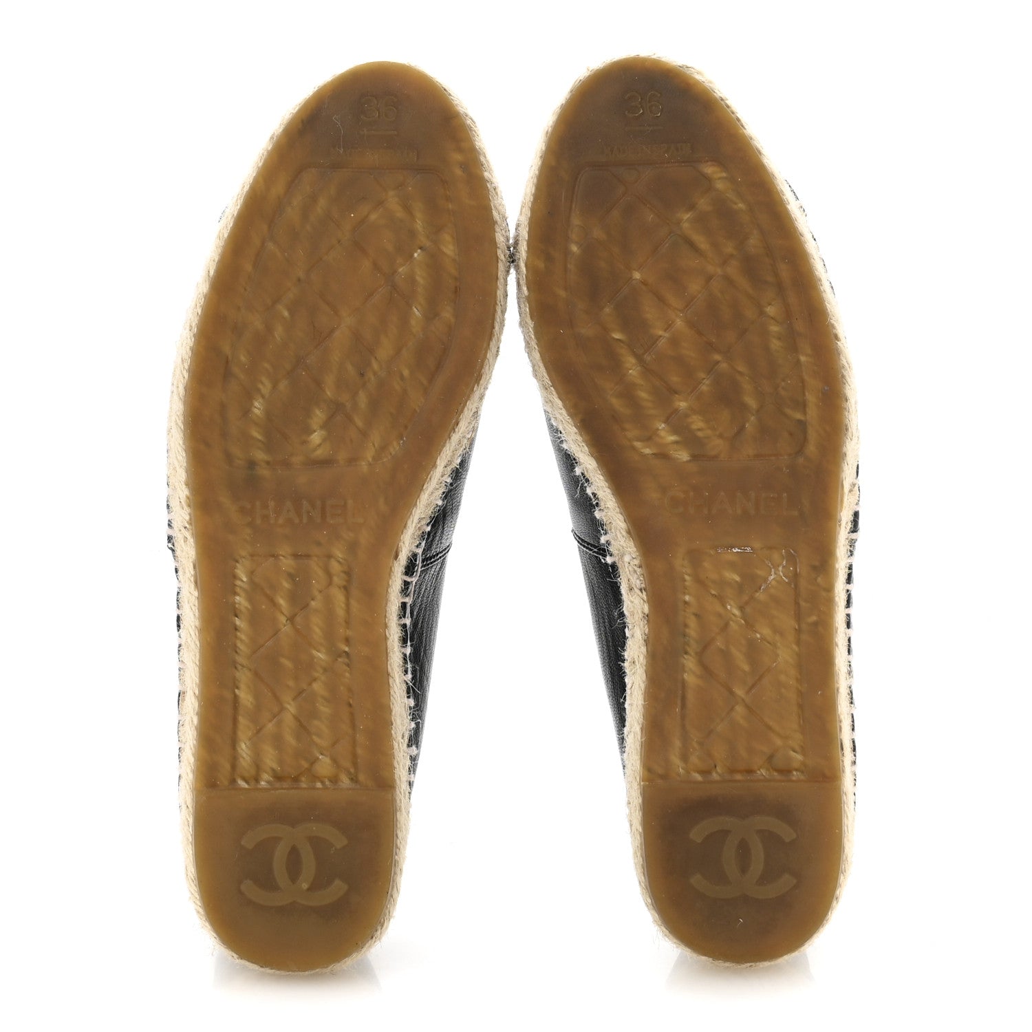 Lambskin Camellia CC Stud Espadrilles 36 Black